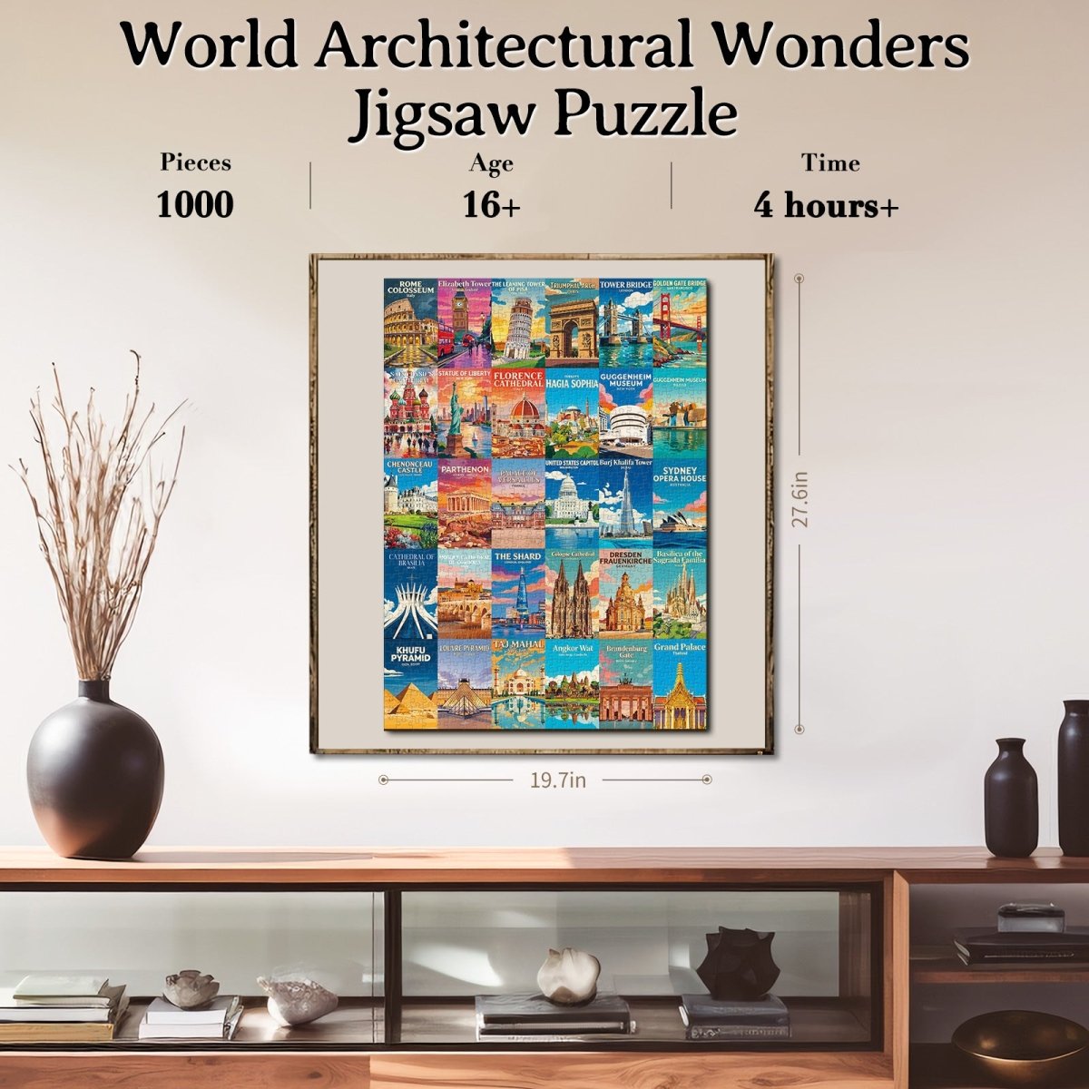 Artistic 1000 - Piece Cardboard Jigsaw Puzzle - World Architectural Wonders - KAAYEE Puzzle