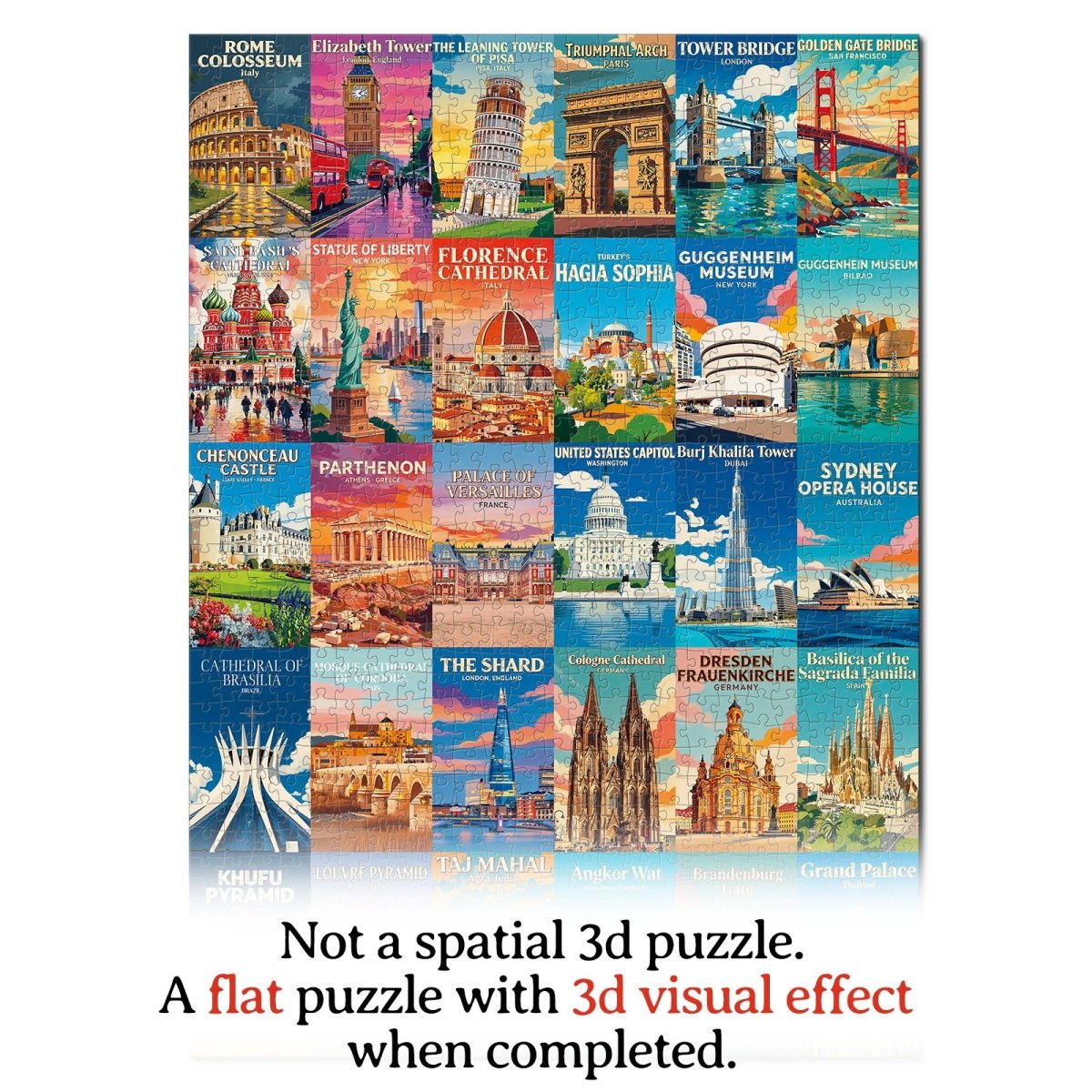Artistic 1000 - Piece Cardboard Jigsaw Puzzle - World Architectural Wonders - KAAYEE Puzzle