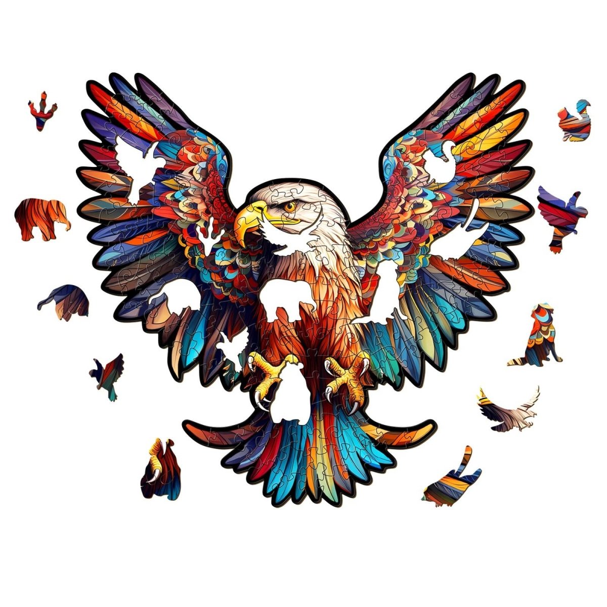 Bald Eagle with Spread Wings Wooden Jigsaw Puzzle - KAAYEE Puzzle