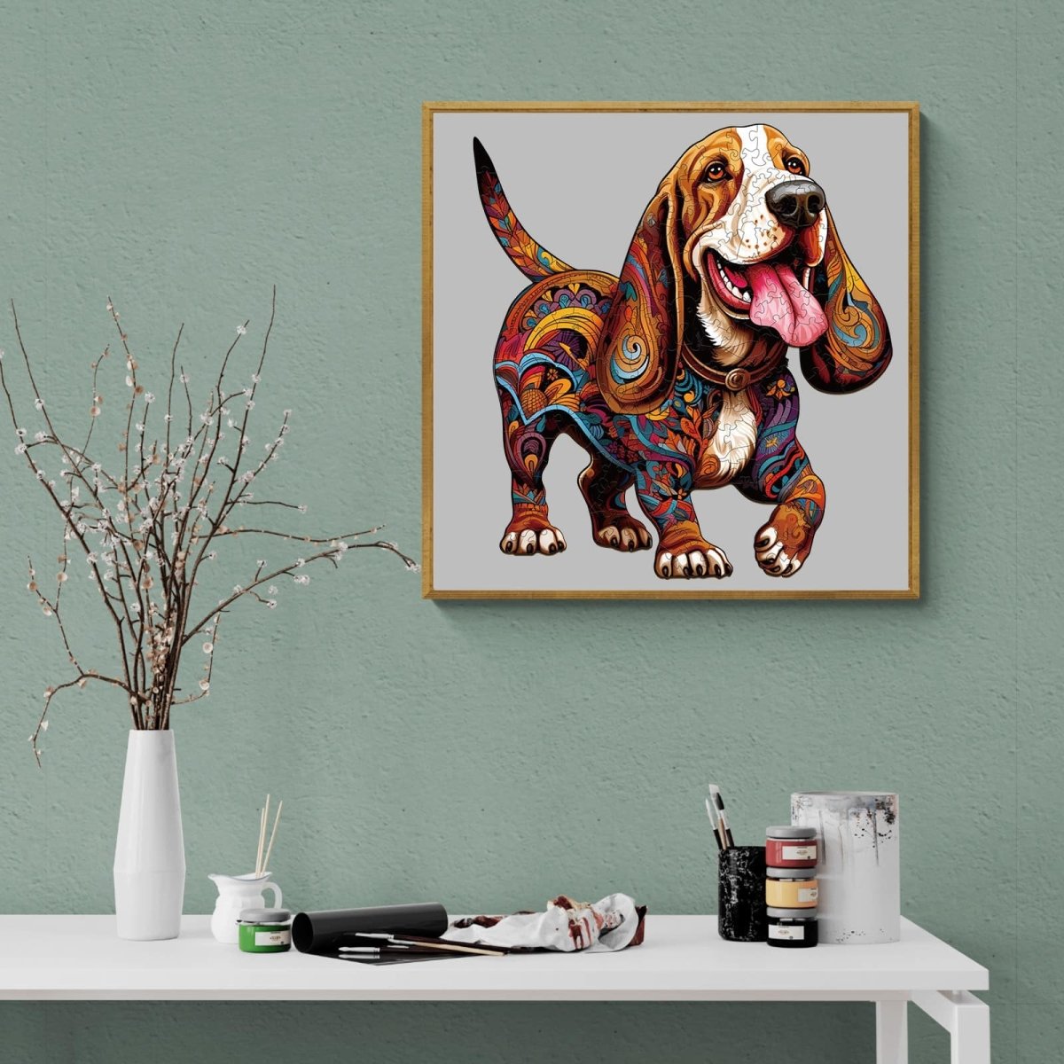 basset hound 1 Wooden Jigsaw Puzzle - KAAYEE Puzzle