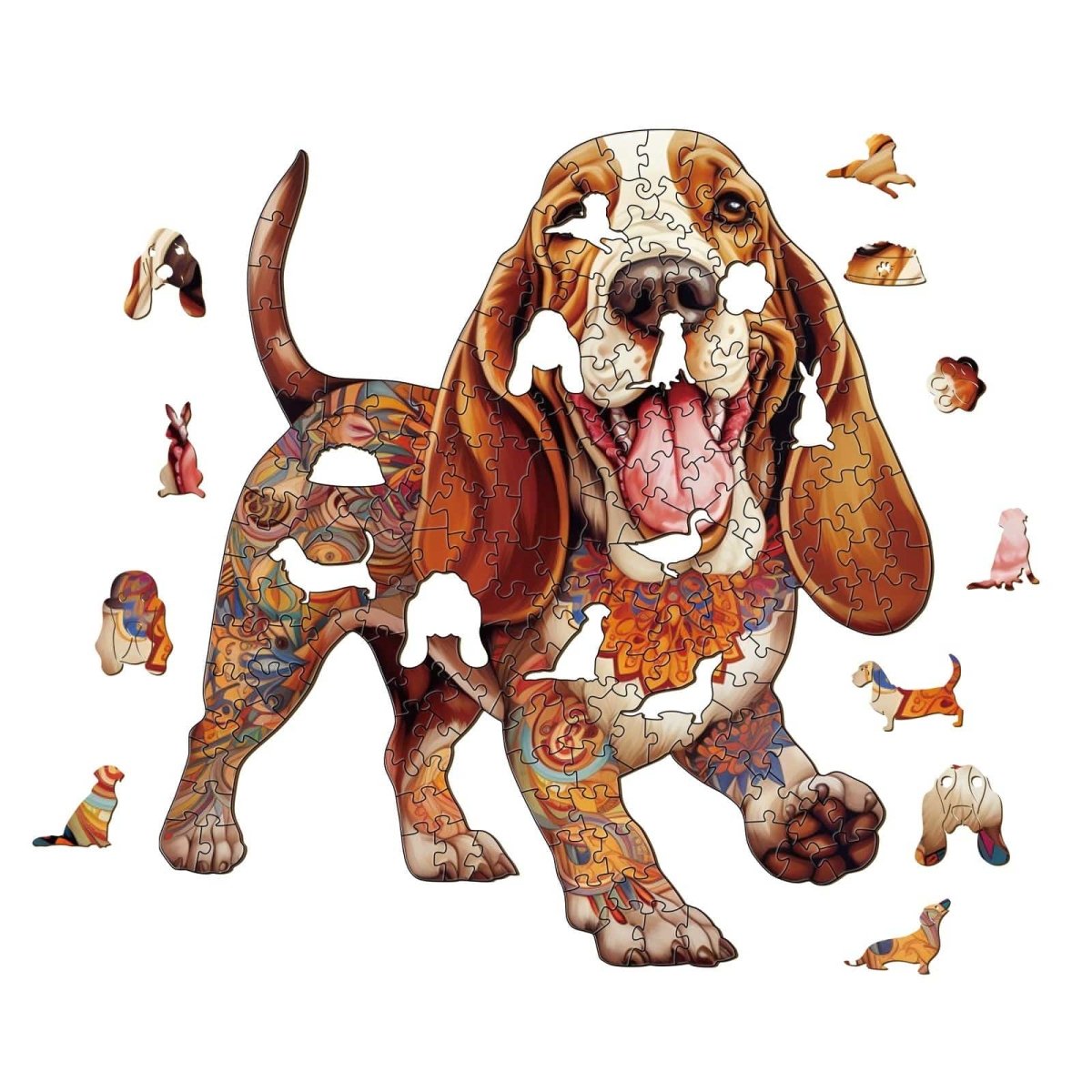 basset hound 2 Wooden Jigsaw Puzzle - KAAYEE Puzzle