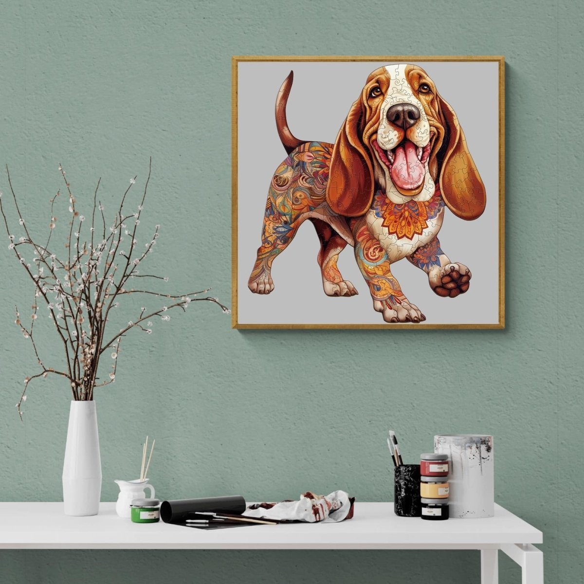 basset hound 2 Wooden Jigsaw Puzzle - KAAYEE Puzzle