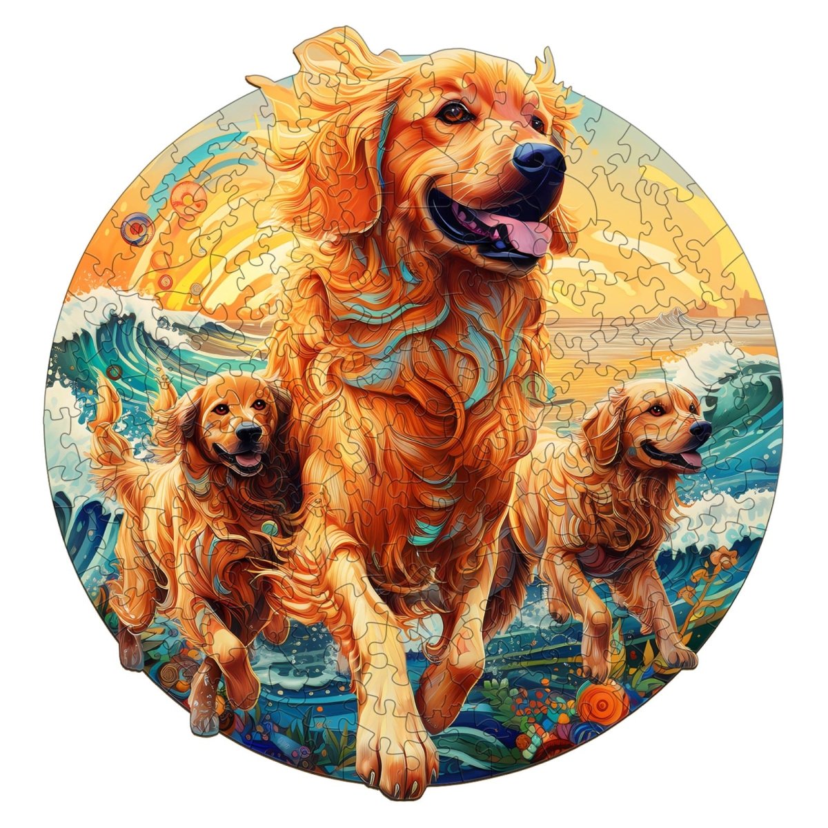 Beach Golden Family Wooden Jigsaw Puzzle - KAAYEE Puzzle