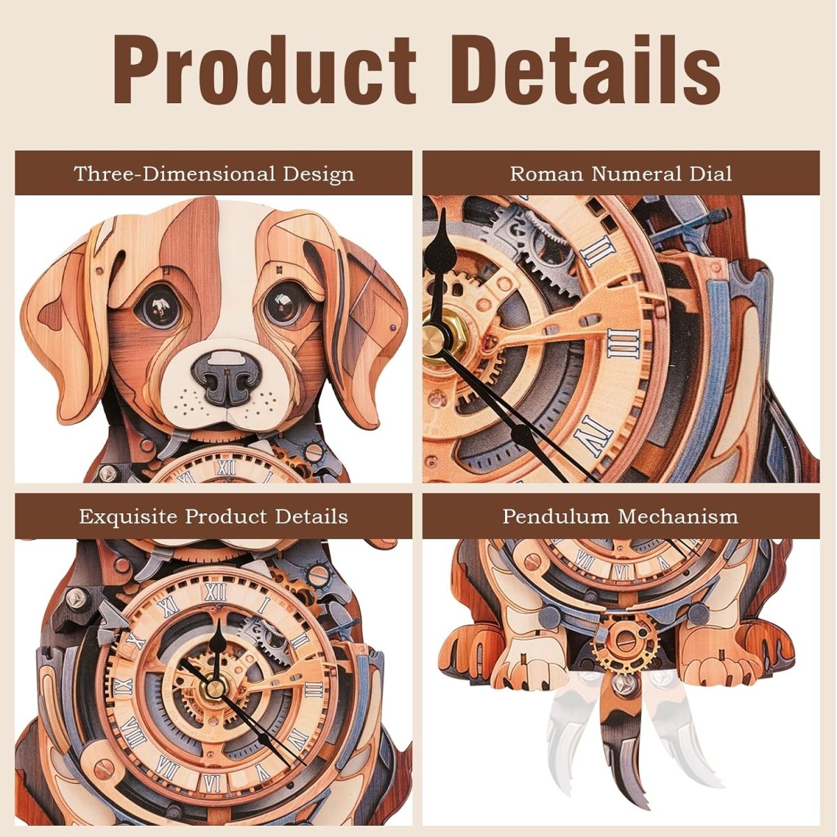 Beagle Clock DIY Wooden Puzzle - KAAYEE Puzzle