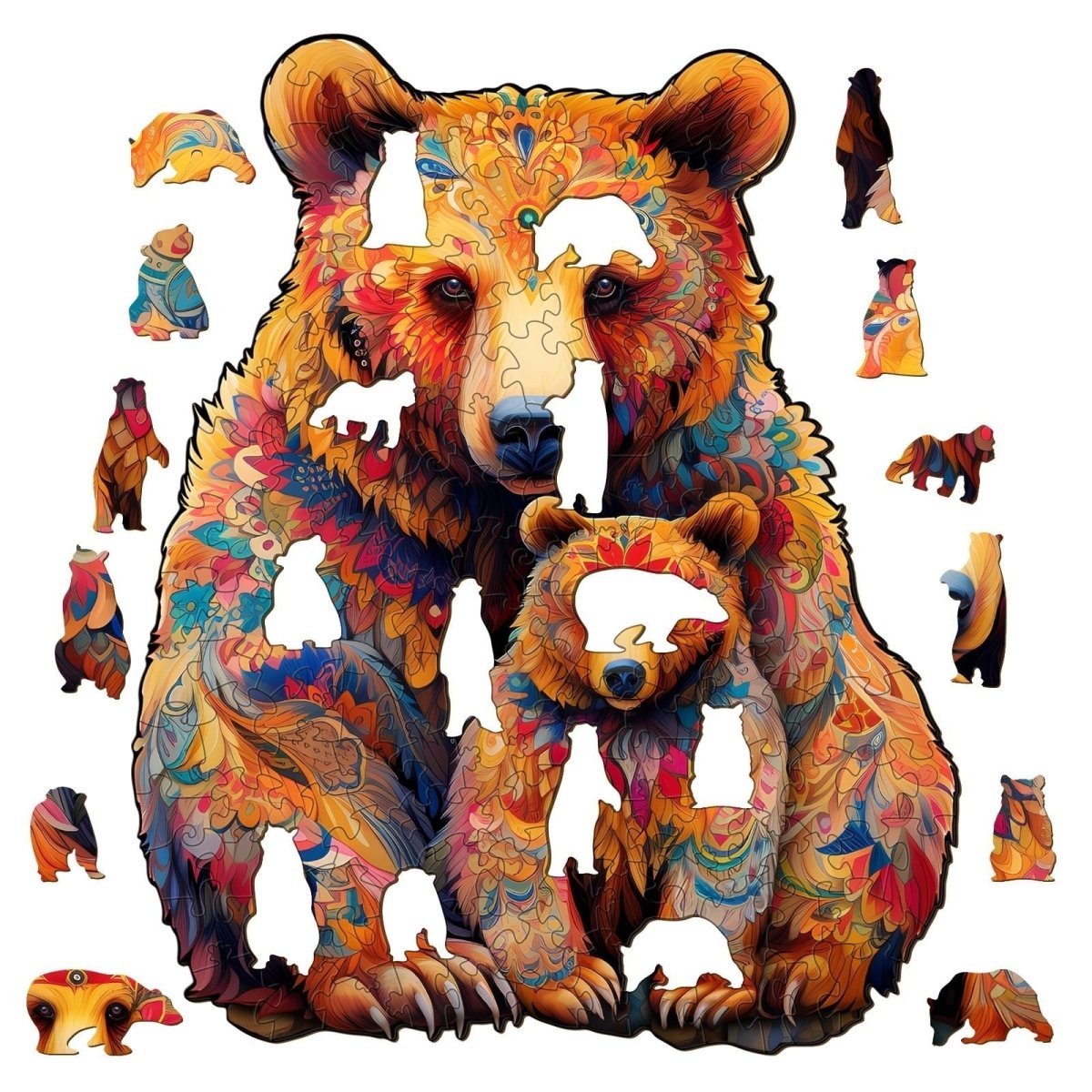 Bear Family Wooden Jigsaw Puzzle - KAAYEE Puzzle