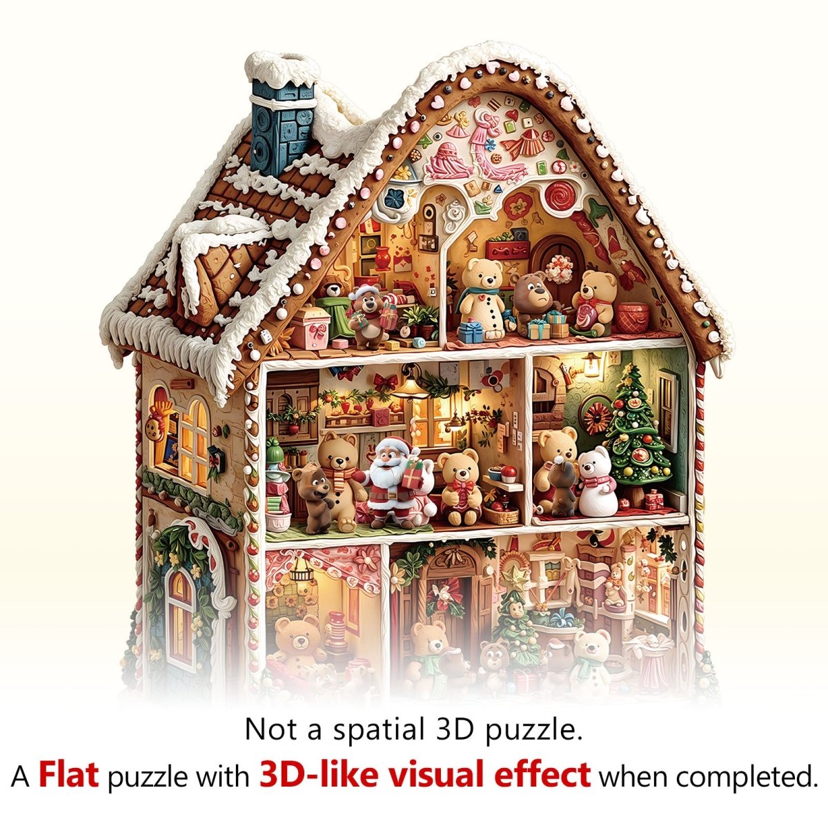 Bear’s House – Christmas Wooden Jigsaw Puzzle - KAAYEE Puzzle