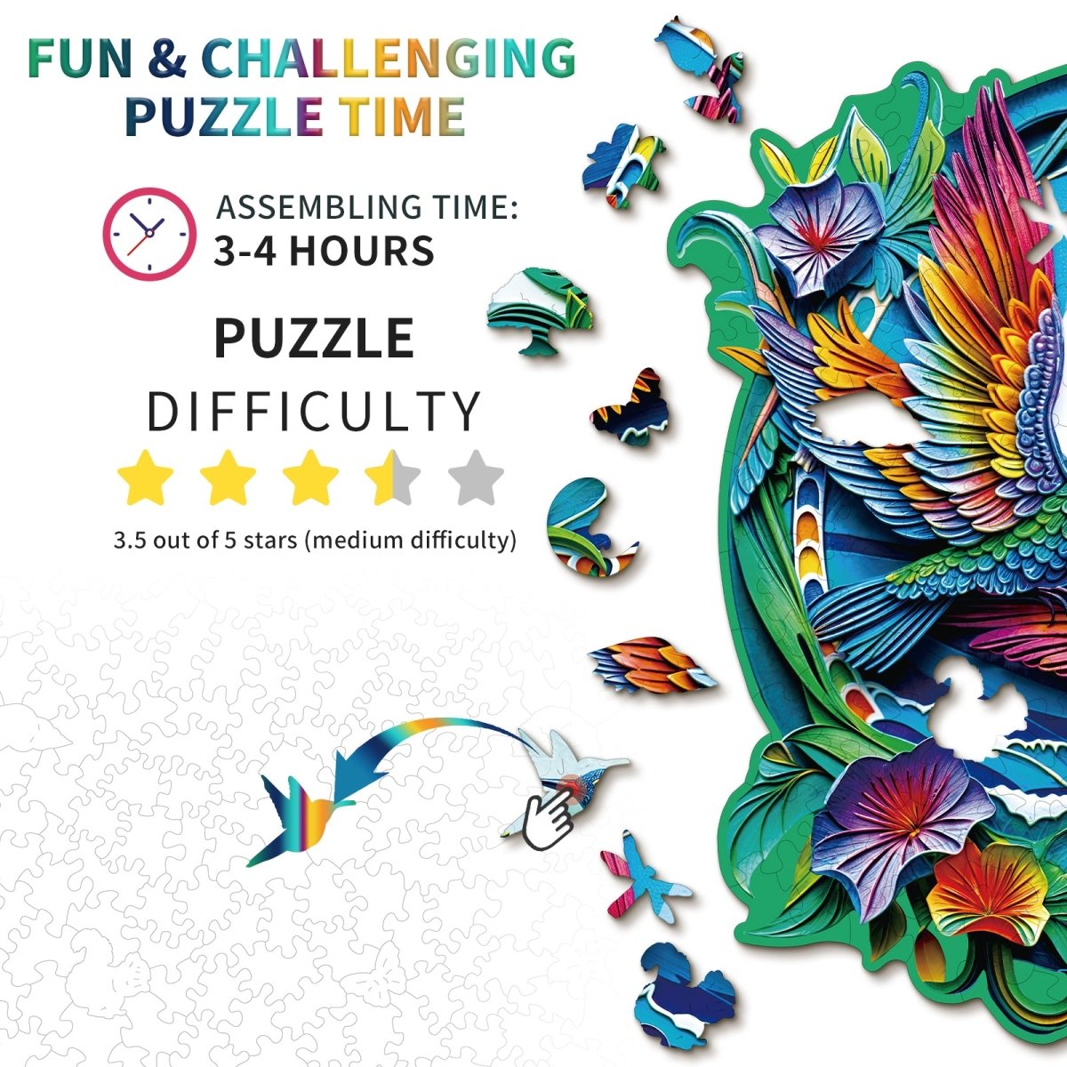 Beautiful hummingbird Wooden Jigsaw Puzzle - KAAYEE Puzzle