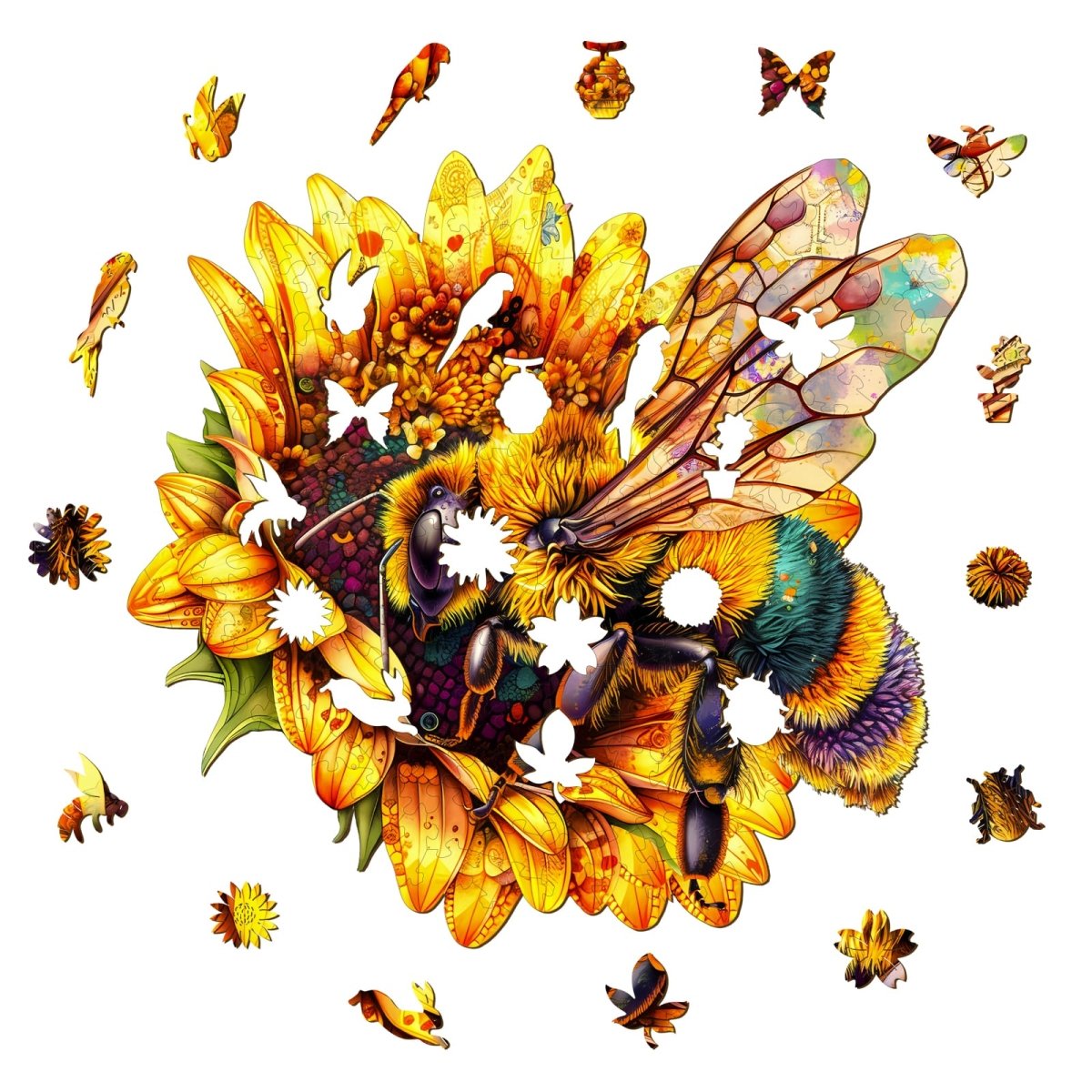 Bee Collecting Nectar Wooden Jigsaw Puzzle - KAAYEE Puzzle