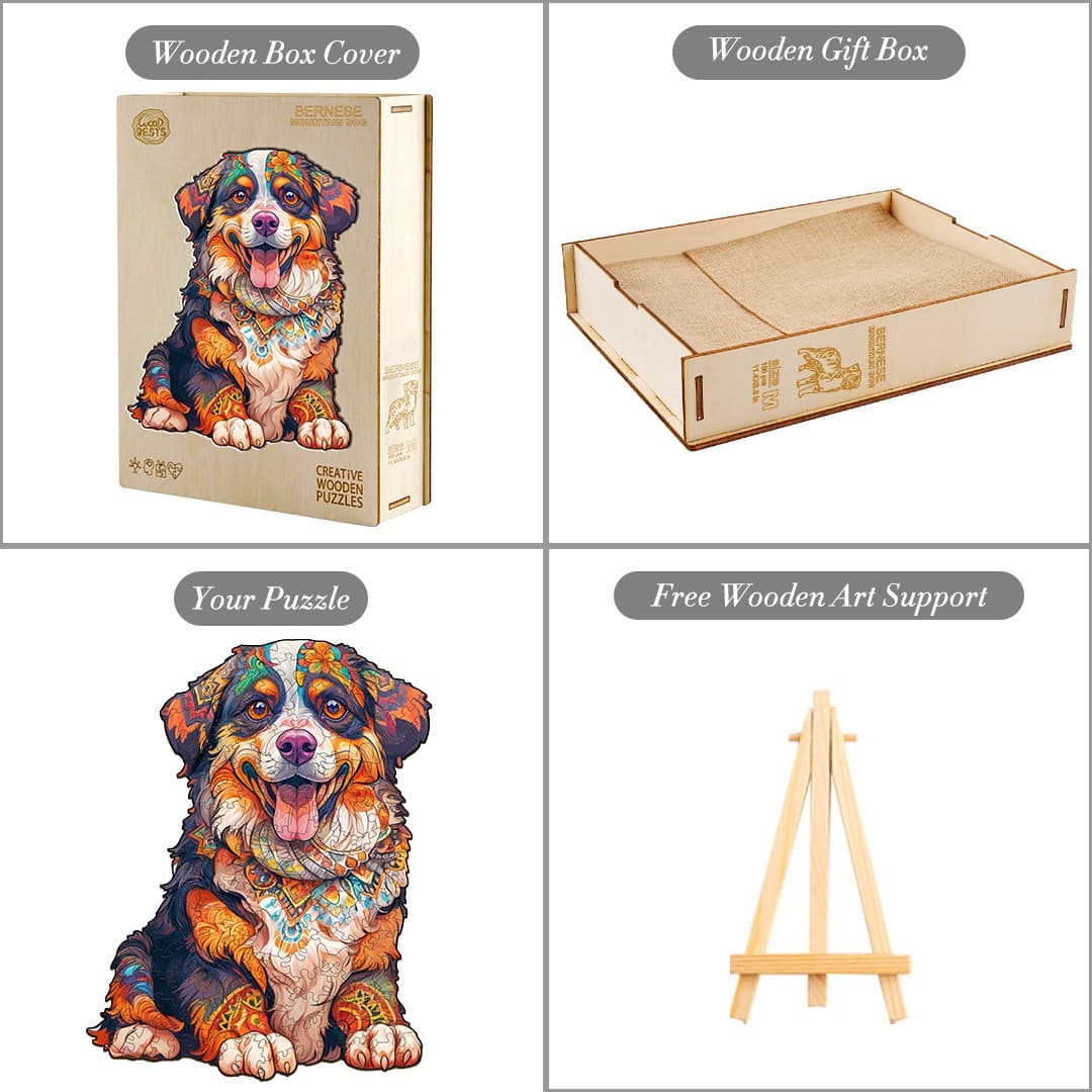 Bernese Mountain Dog Wooden Jigsaw Puzzle - KAAYEE Puzzle