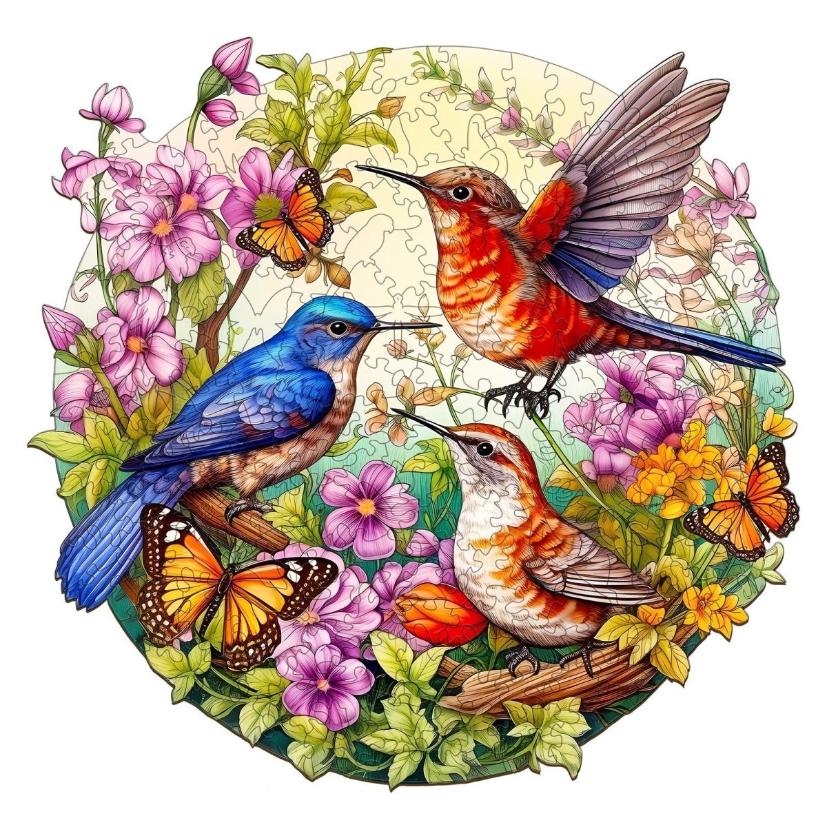 Birds and Butterflies Wooden Jigsaw Puzzle - KAAYEE Puzzle