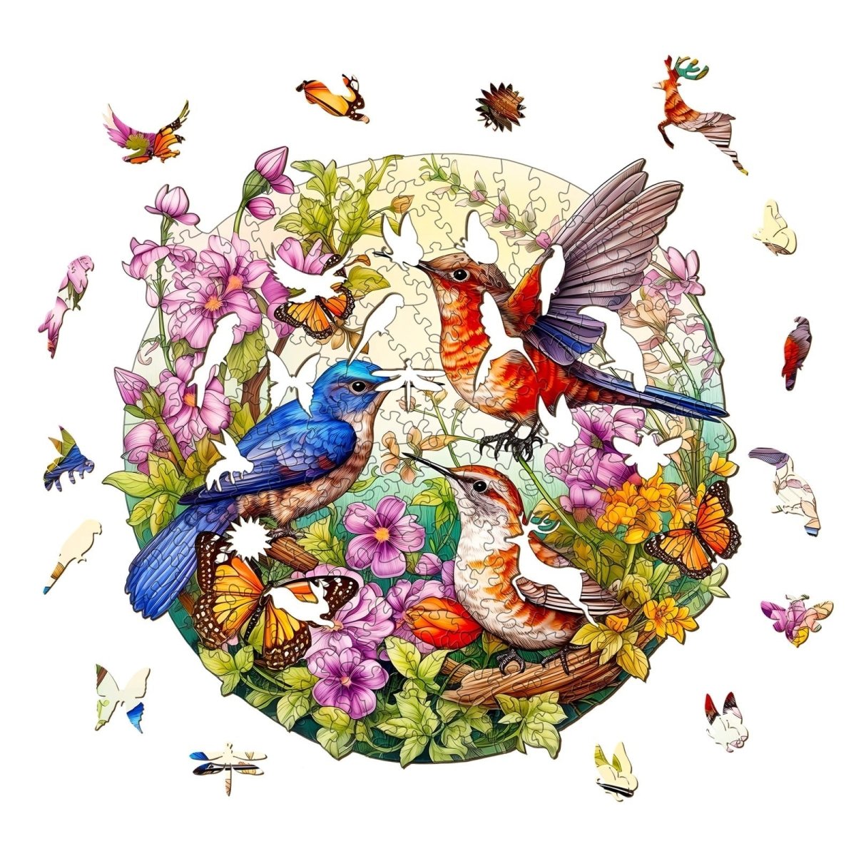 Birds and Butterflies Wooden Jigsaw Puzzle - KAAYEE Puzzle