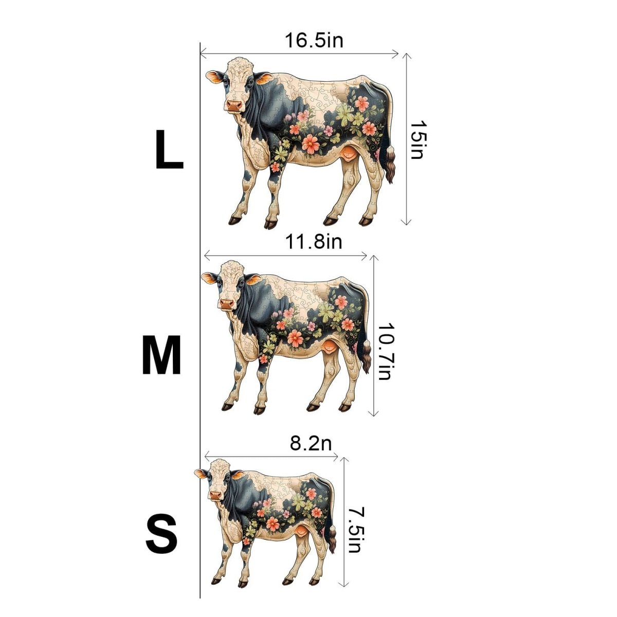 Black and White Dairy Cattle Wooden Jigsaw Puzzle - KAAYEE Puzzle