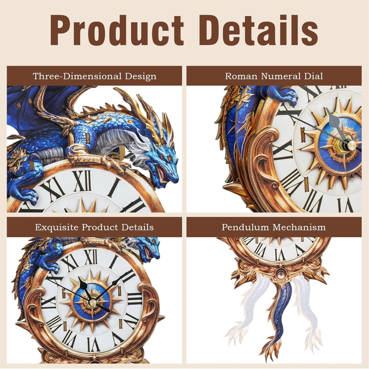 Blue Dragon Clock DIY Wooden Puzzle - KAAYEE Puzzle