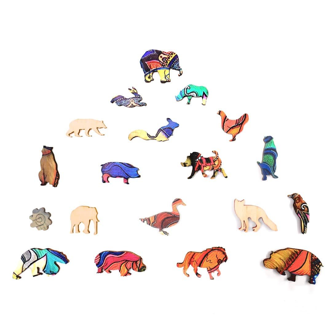 BOHEMIAN ELEPHANT Wooden Jigsaw Puzzle - KAAYEE Puzzle