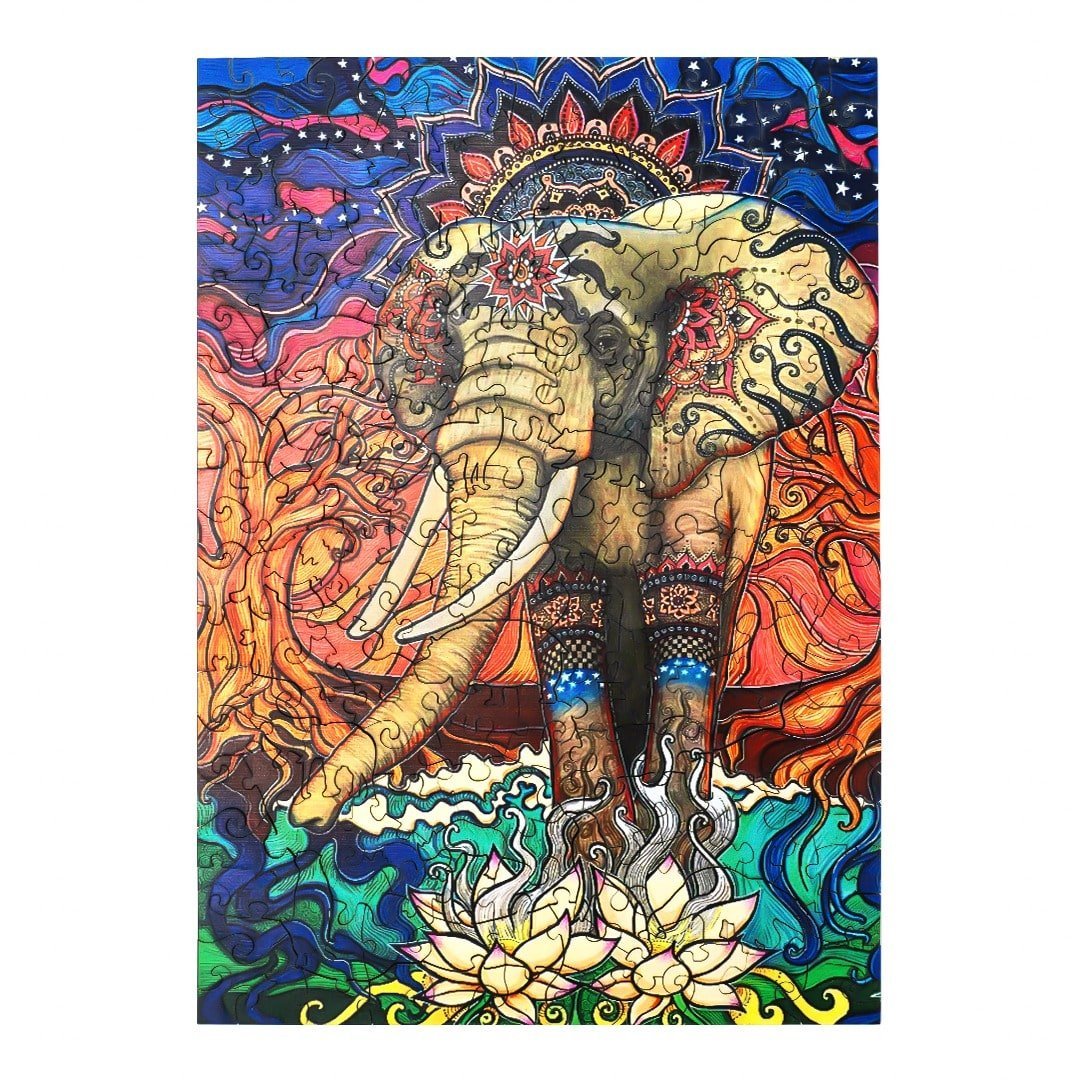 BOHEMIAN ELEPHANT Wooden Jigsaw Puzzle - KAAYEE Puzzle