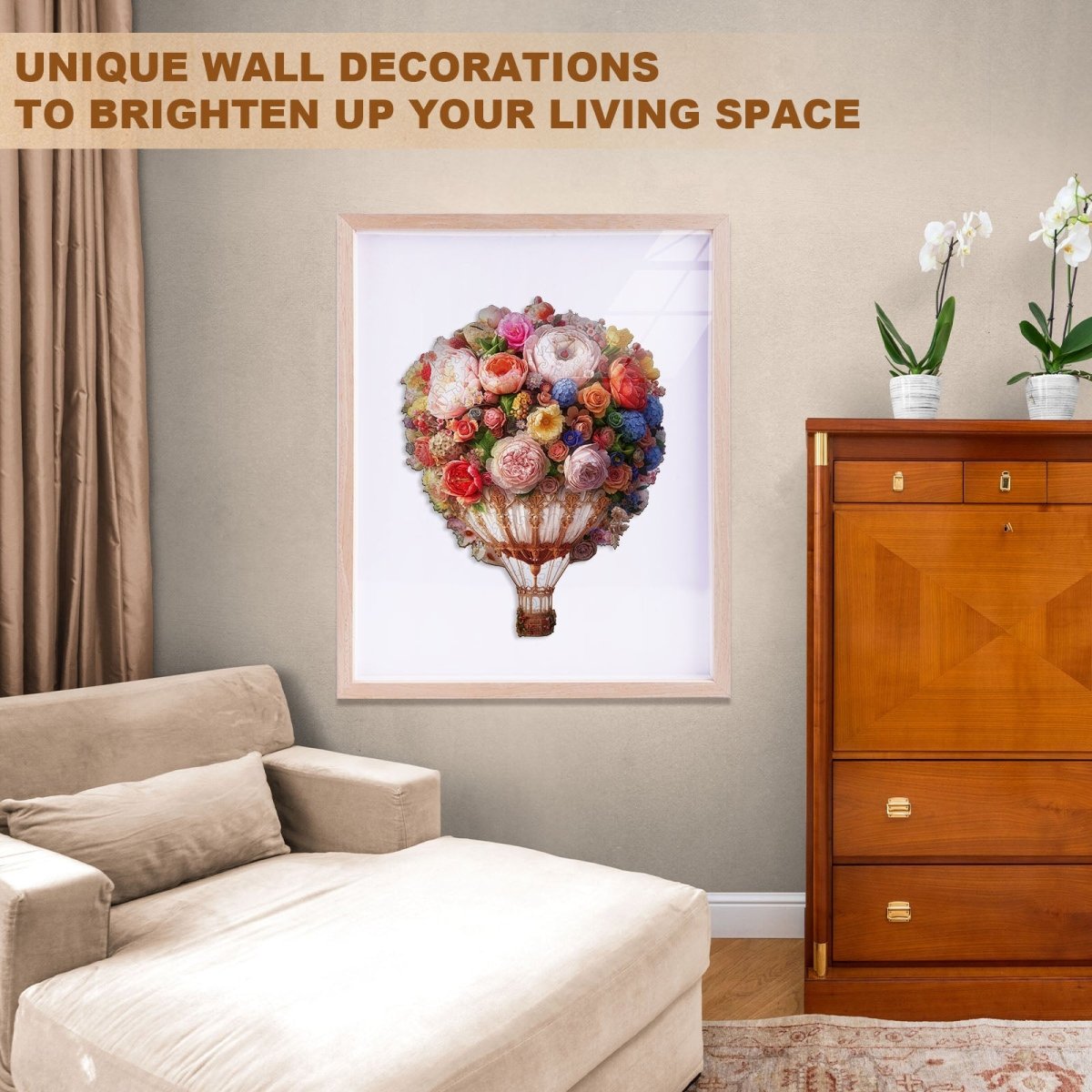 Bouquet Hot air Balloon Wooden Jigsaw Puzzle - KAAYEE Puzzle