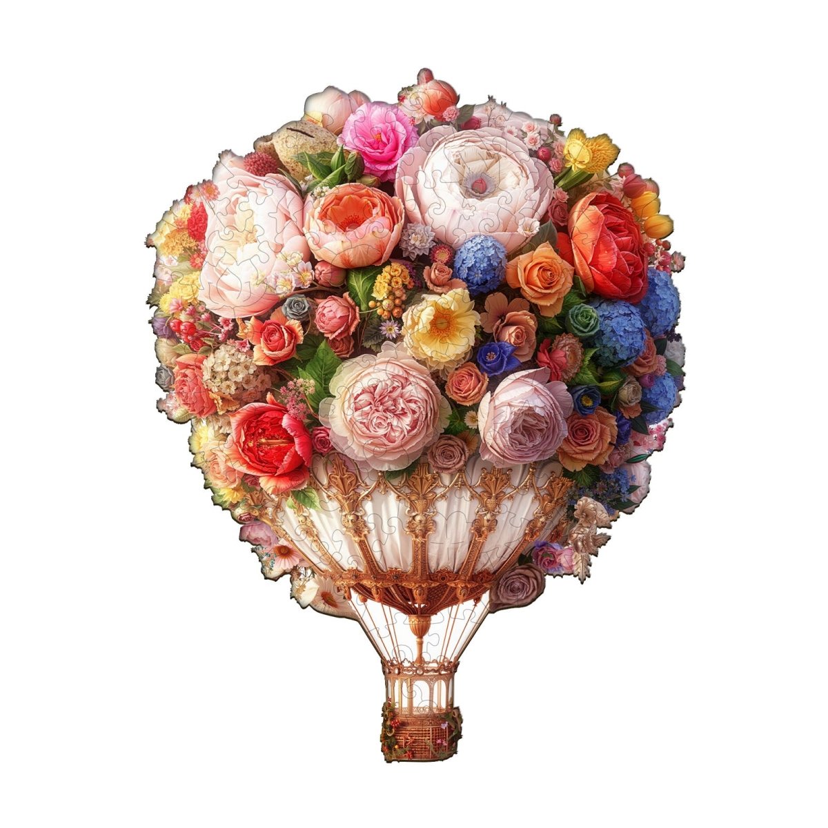 Bouquet Hot air Balloon Wooden Jigsaw Puzzle - KAAYEE Puzzle