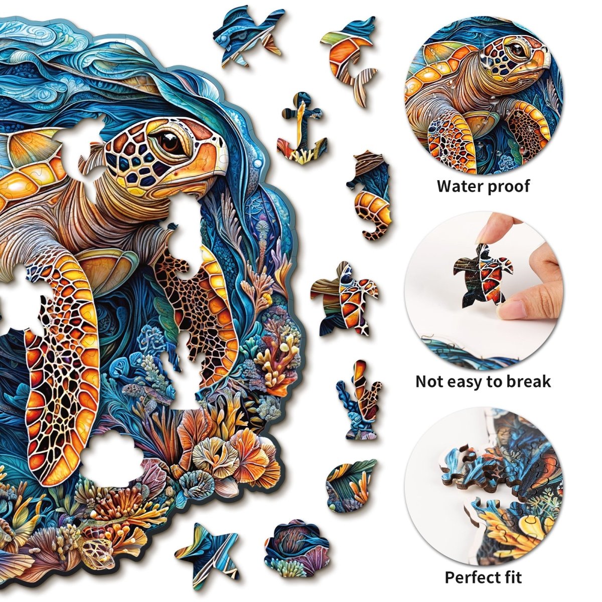 Brave Sea Turtle Wooden Jigsaw Puzzle - KAAYEE Puzzle