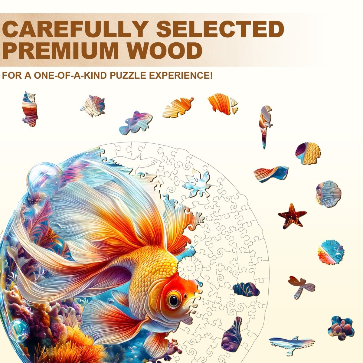 Bubble Goldfish Wooden Jigsaw Puzzle - KAAYEE Puzzle