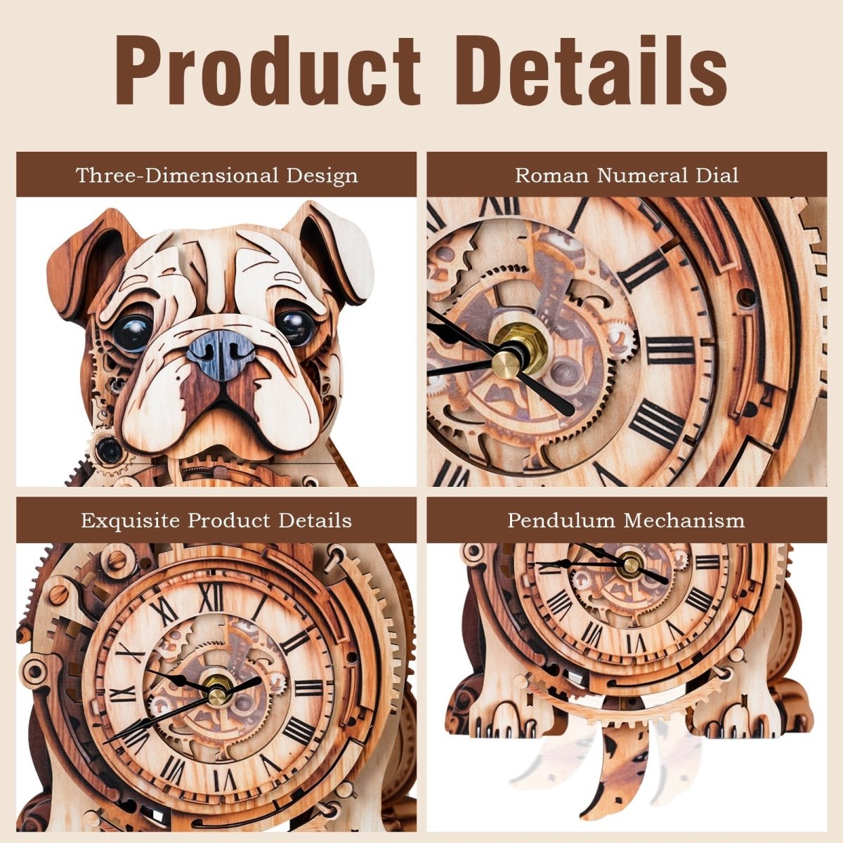 Bulldog Clock DIY Wooden Puzzle - KAAYEE Puzzle