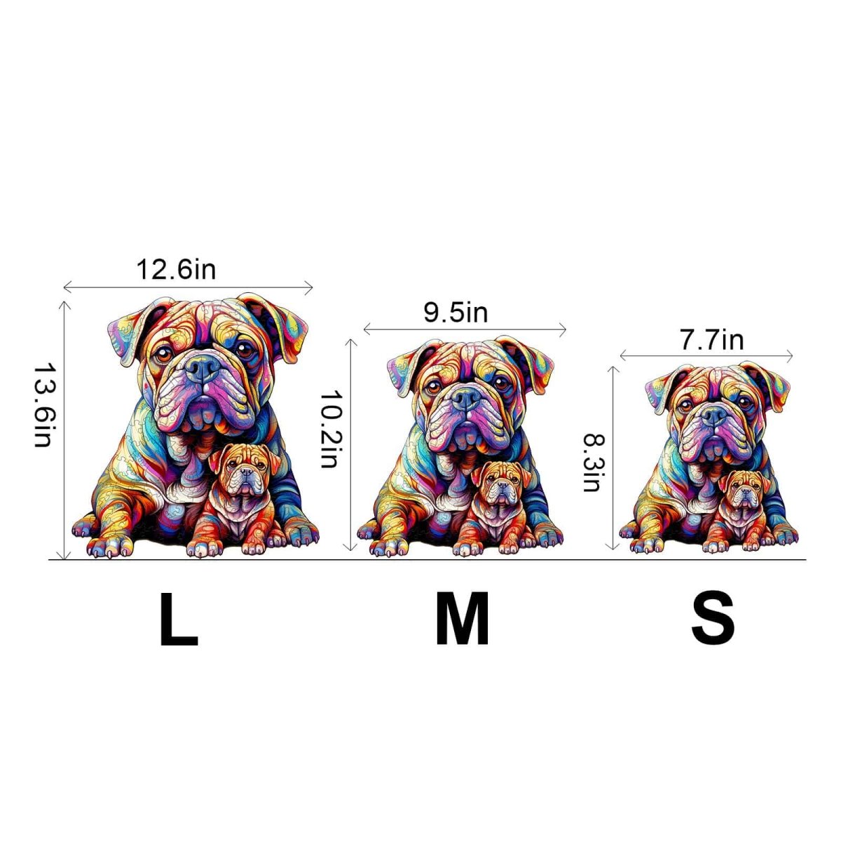 Bulldog Family 2 Wooden Jigsaw Puzzle - KAAYEE Puzzle