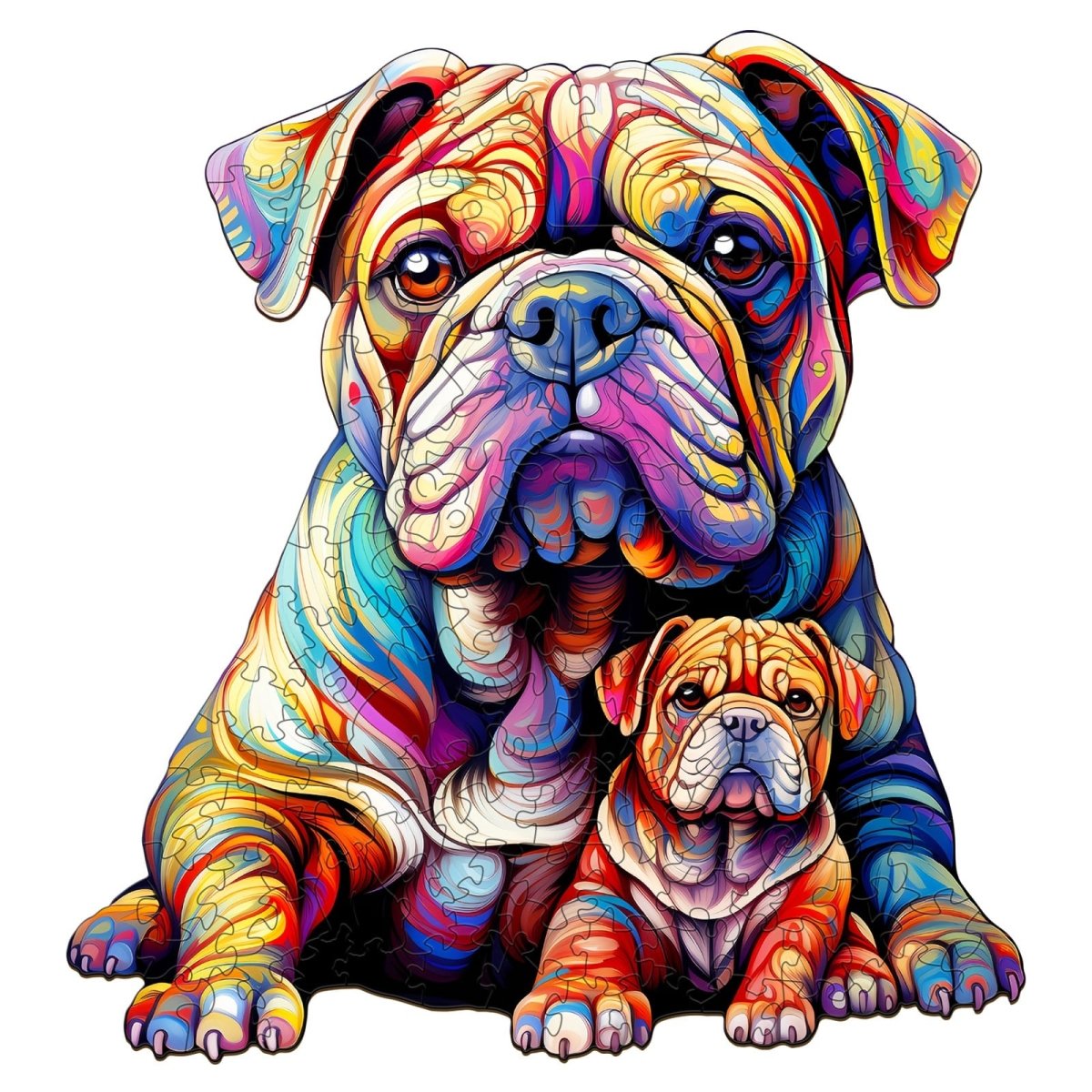 Bulldog Family 2 Wooden Jigsaw Puzzle - KAAYEE Puzzle