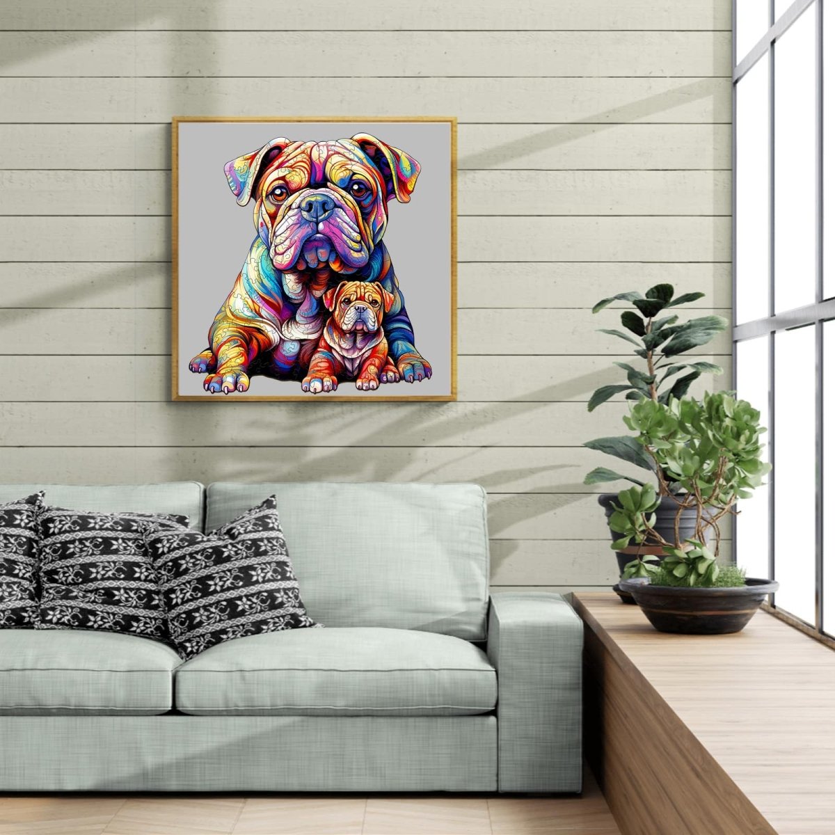 Bulldog Family 2 Wooden Jigsaw Puzzle - KAAYEE Puzzle