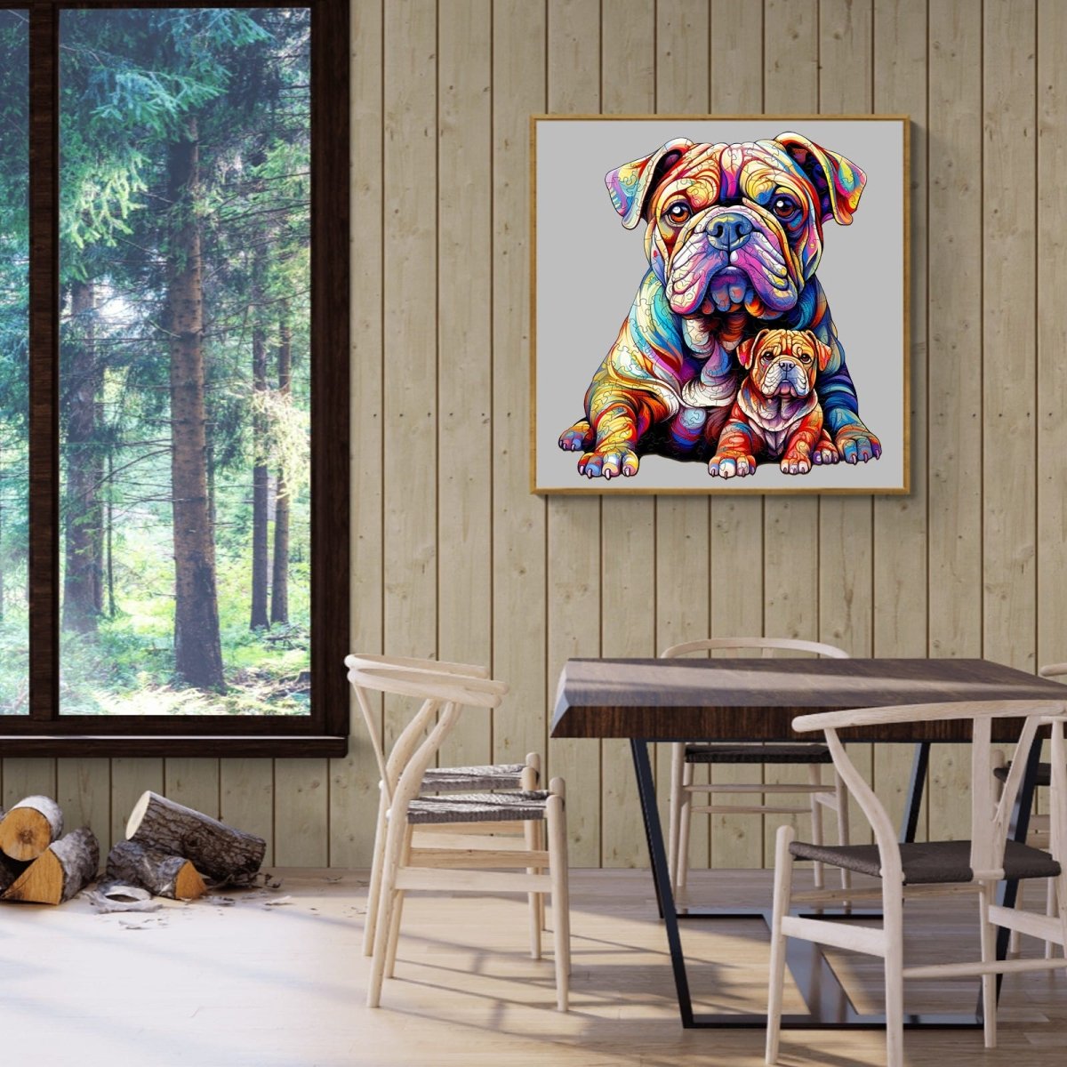 Bulldog Family 2 Wooden Jigsaw Puzzle - KAAYEE Puzzle