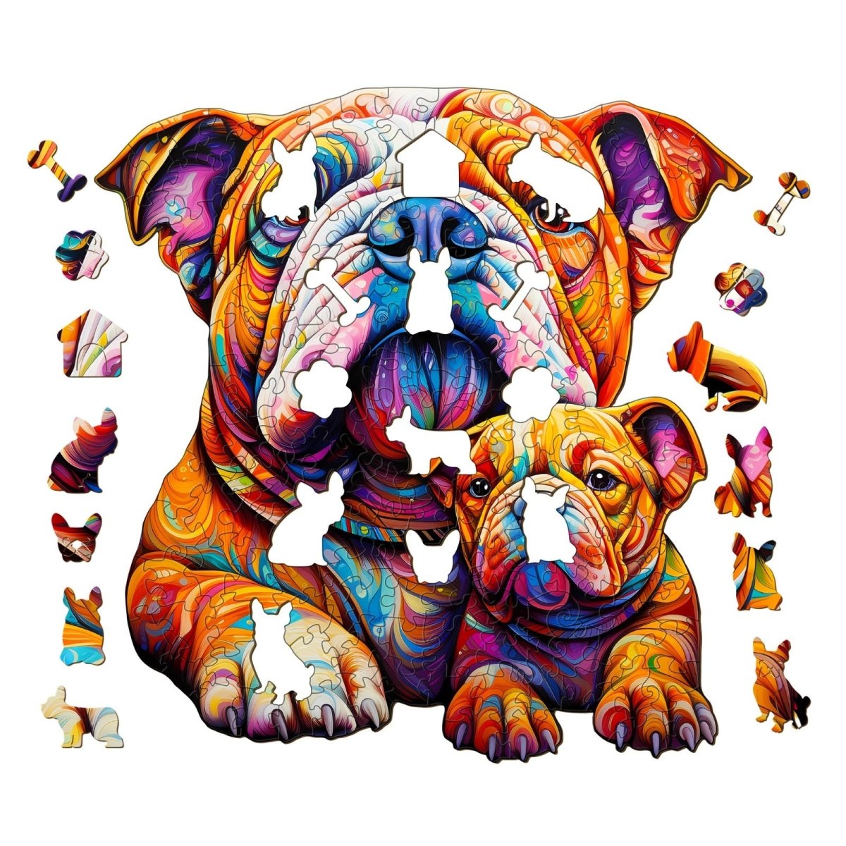 Bulldog family Wooden Jigsaw Puzzle - KAAYEE Puzzle