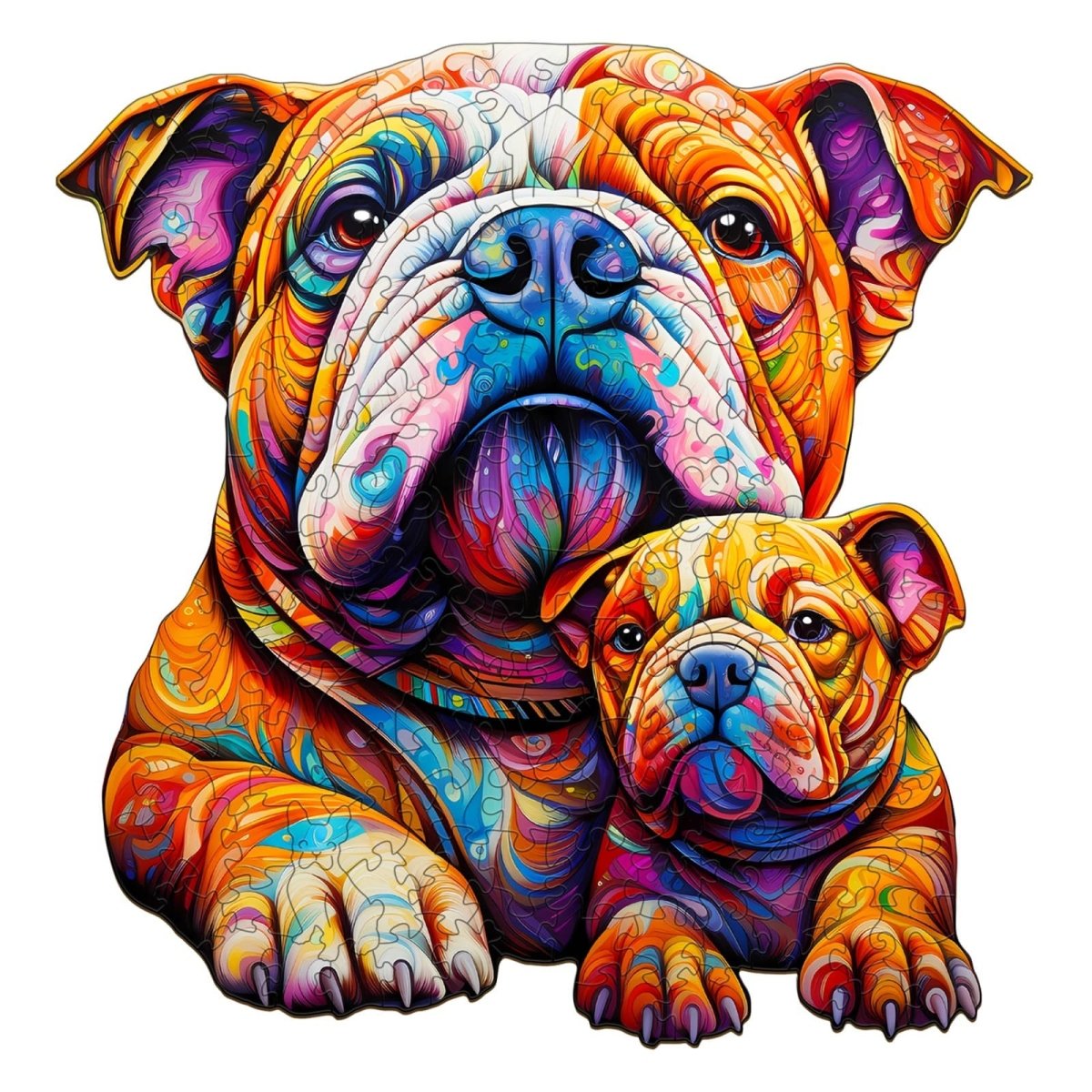 Bulldog family Wooden Jigsaw Puzzle - KAAYEE Puzzle