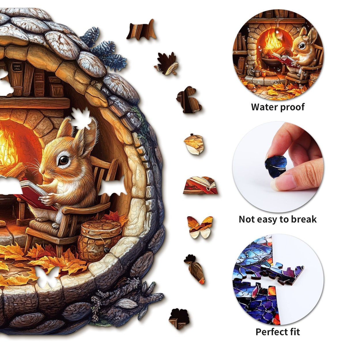 Bunny in the Booklight Wooden Jigsaw Puzzle - KAAYEE Puzzle