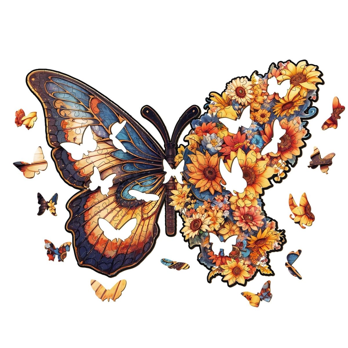 Butterfly and Flower Wooden Jigsaw Puzzle - KAAYEE Puzzle