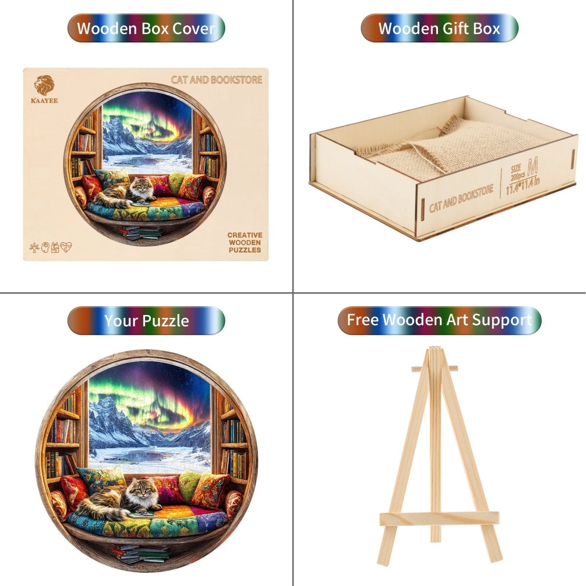 Cat and Bookstore Wooden Jigsaw Puzzle - KAAYEE Puzzle