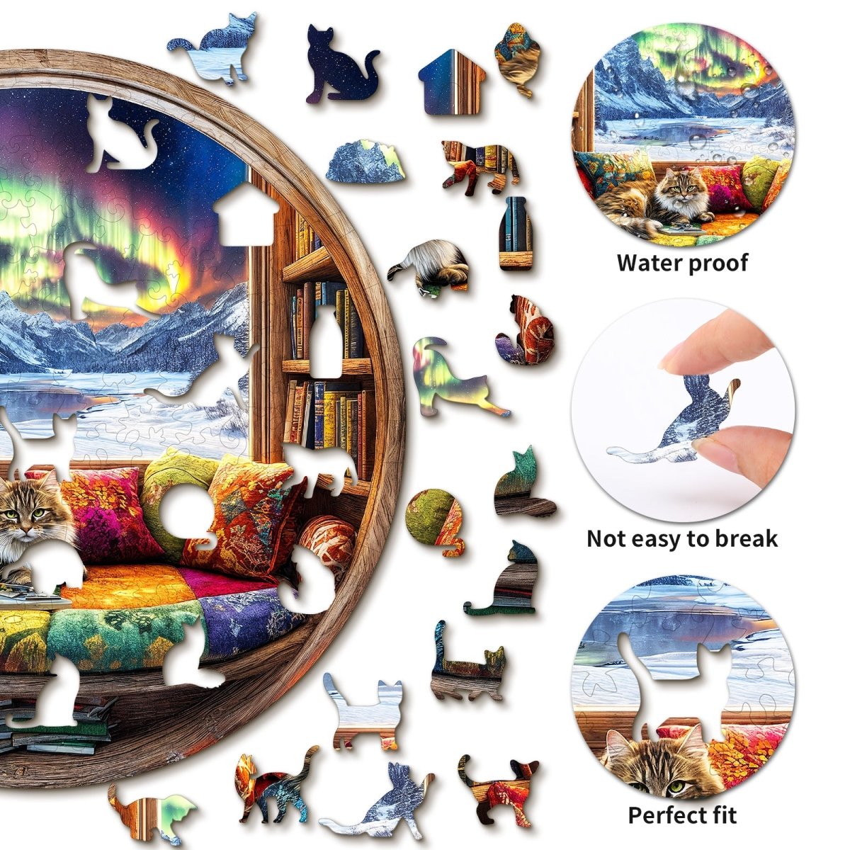 Cat and Bookstore Wooden Jigsaw Puzzle - KAAYEE Puzzle