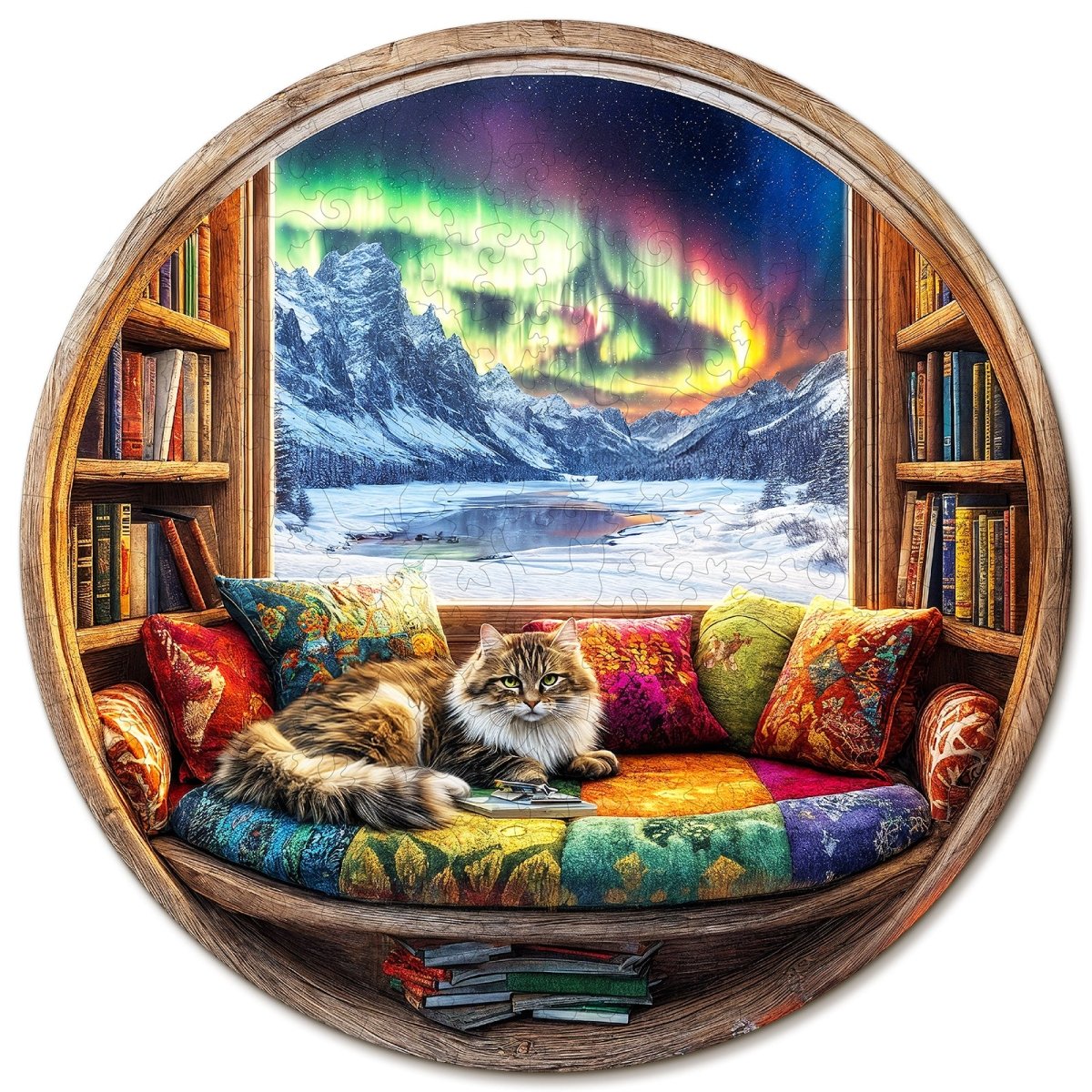 Cat and Bookstore Wooden Jigsaw Puzzle - KAAYEE Puzzle