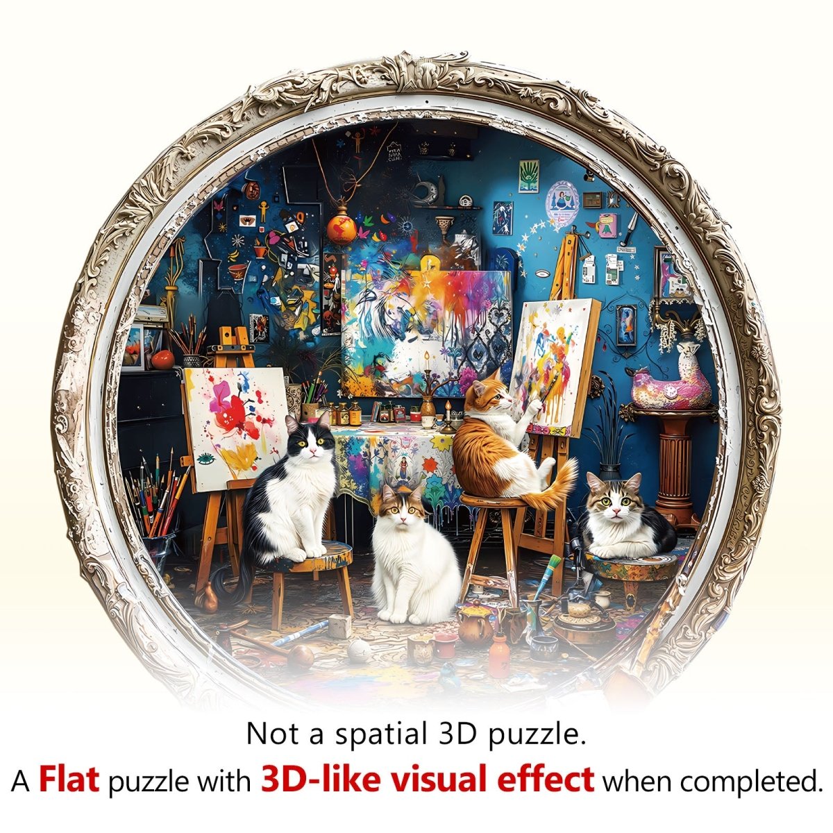 Cat Art Studio Wooden Jigsaw Puzzle - KAAYEE Puzzle