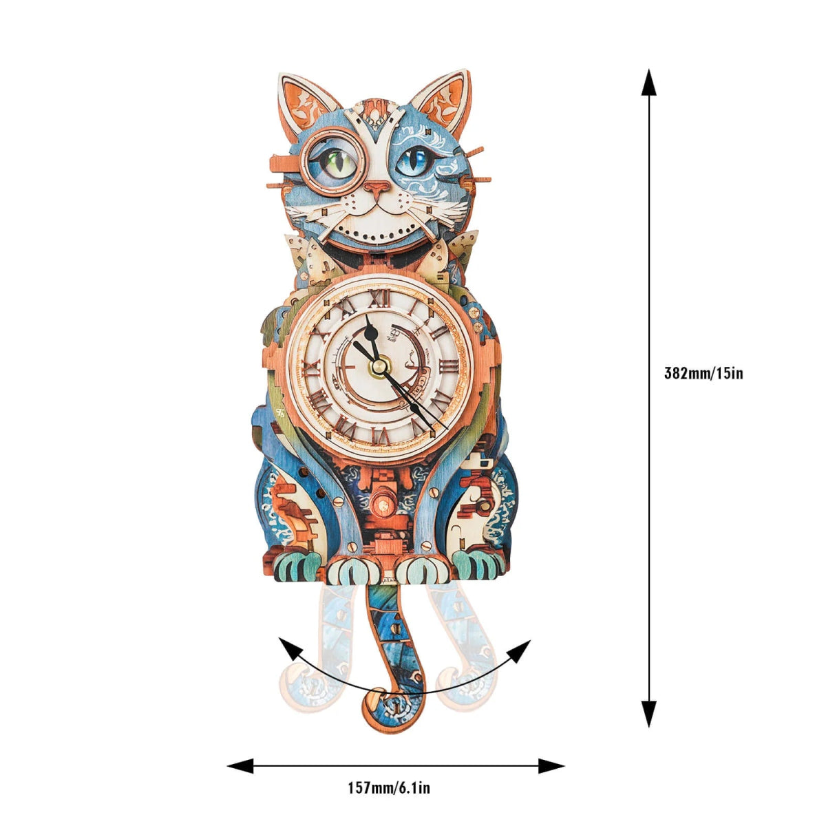 Cat Detective Wooden Clock Kit - KAAYEE Puzzle