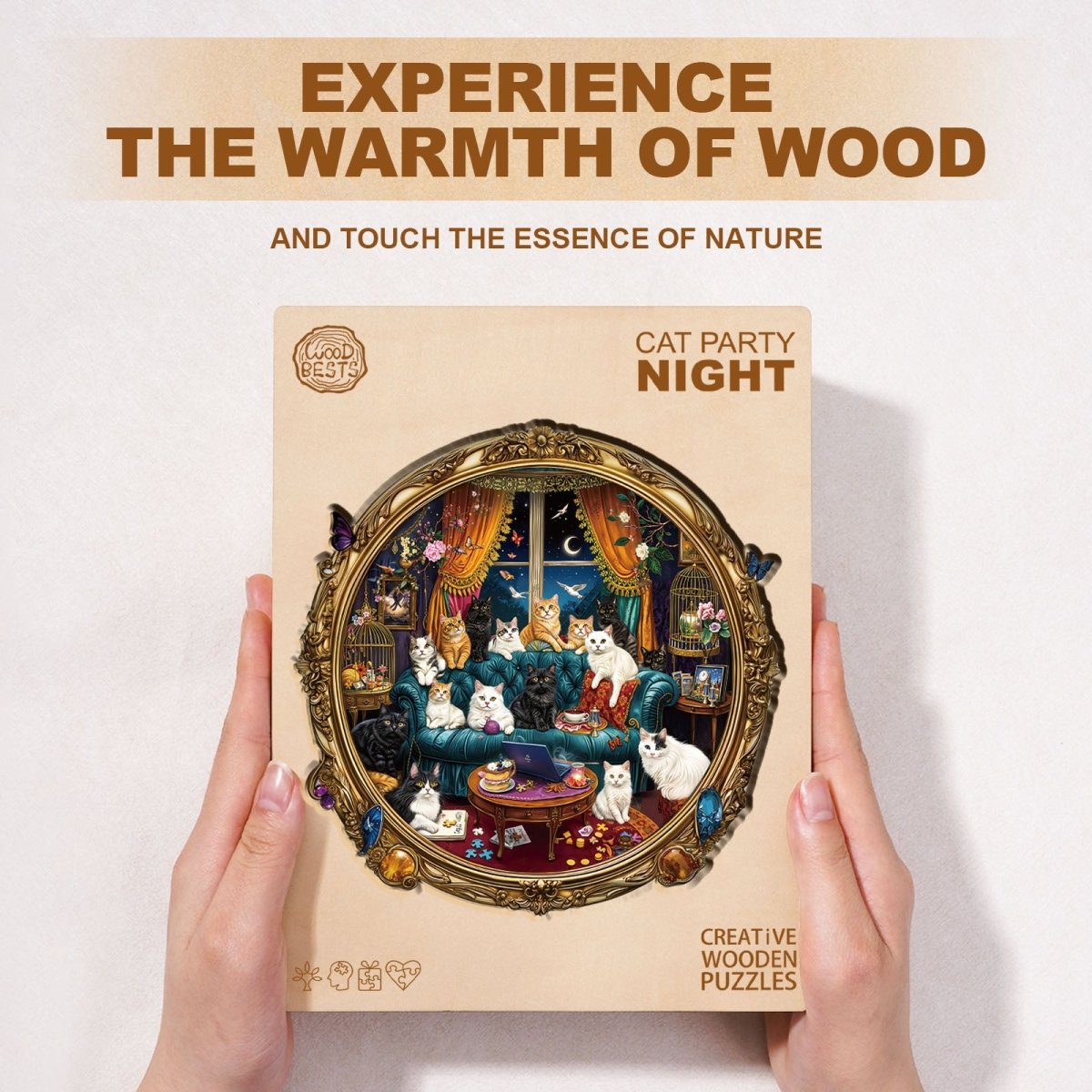 Cat Party Night Wooden Jigsaw Puzzle - KAAYEE Puzzle