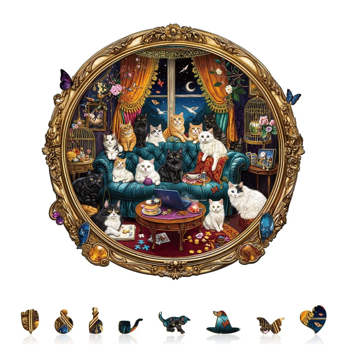 Cat Party Night Wooden Jigsaw Puzzle - KAAYEE Puzzle