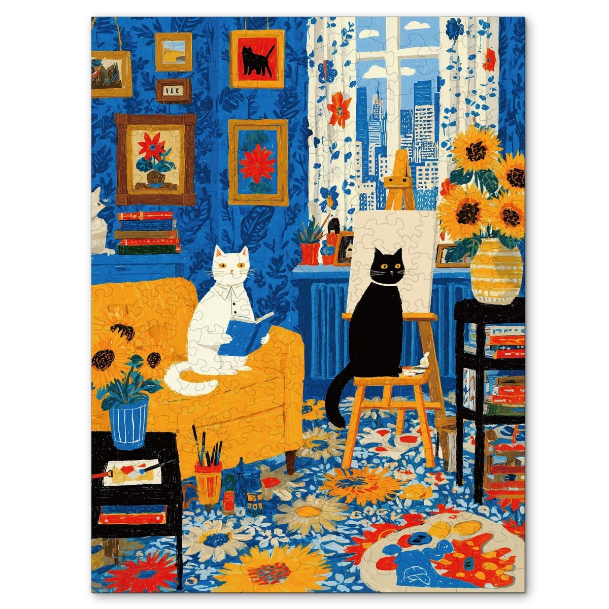 Cats Art Studio Wooden Jigsaw Puzzle - KAAYEE Puzzle