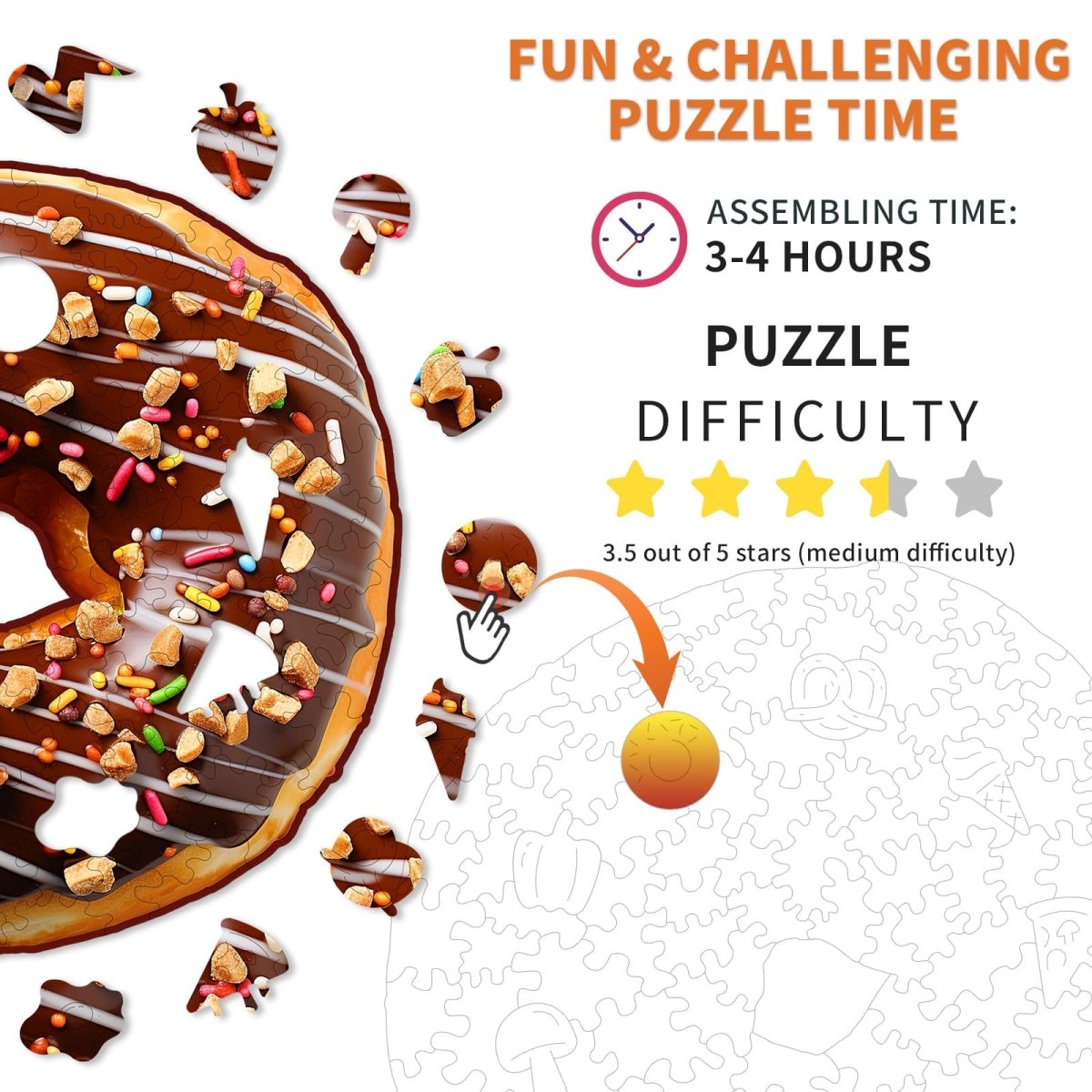 Chocolate Donut Wooden Jigsaw Puzzle - KAAYEE Puzzle