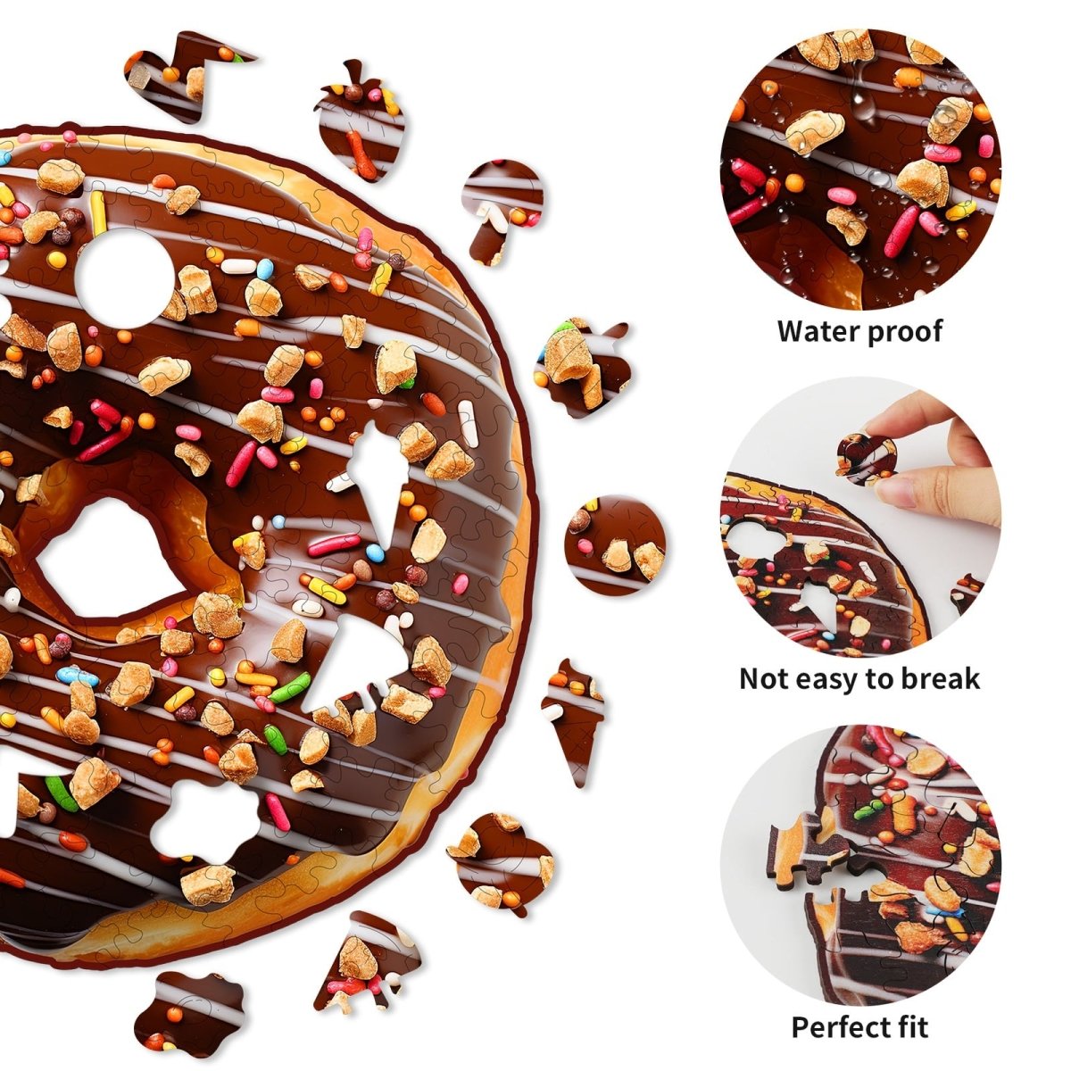 Chocolate Donut Wooden Jigsaw Puzzle - KAAYEE Puzzle