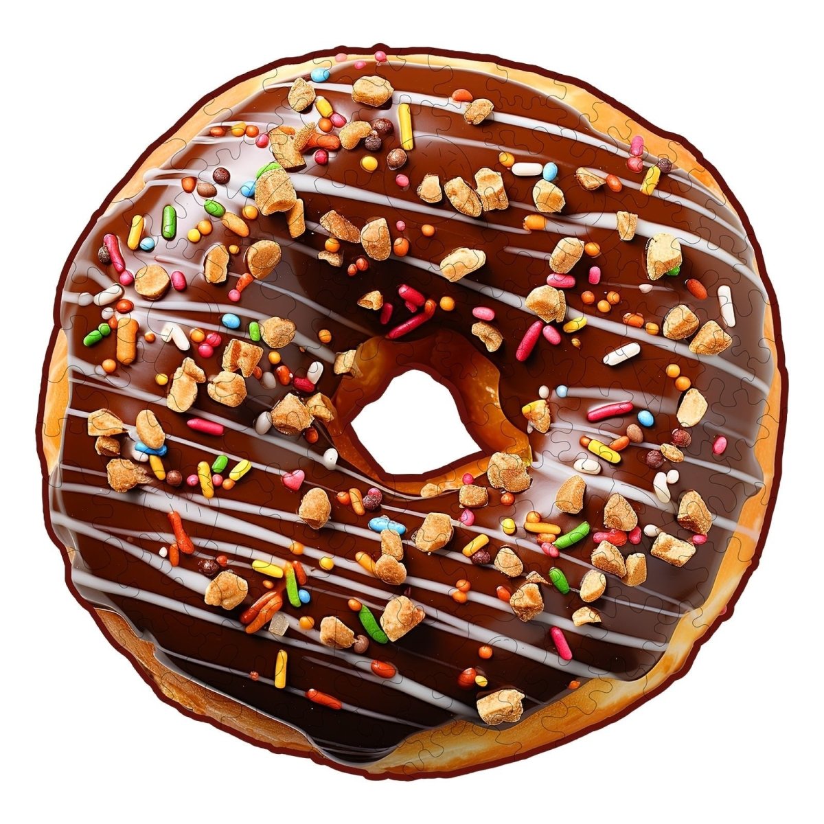 Chocolate Donut Wooden Jigsaw Puzzle - KAAYEE Puzzle