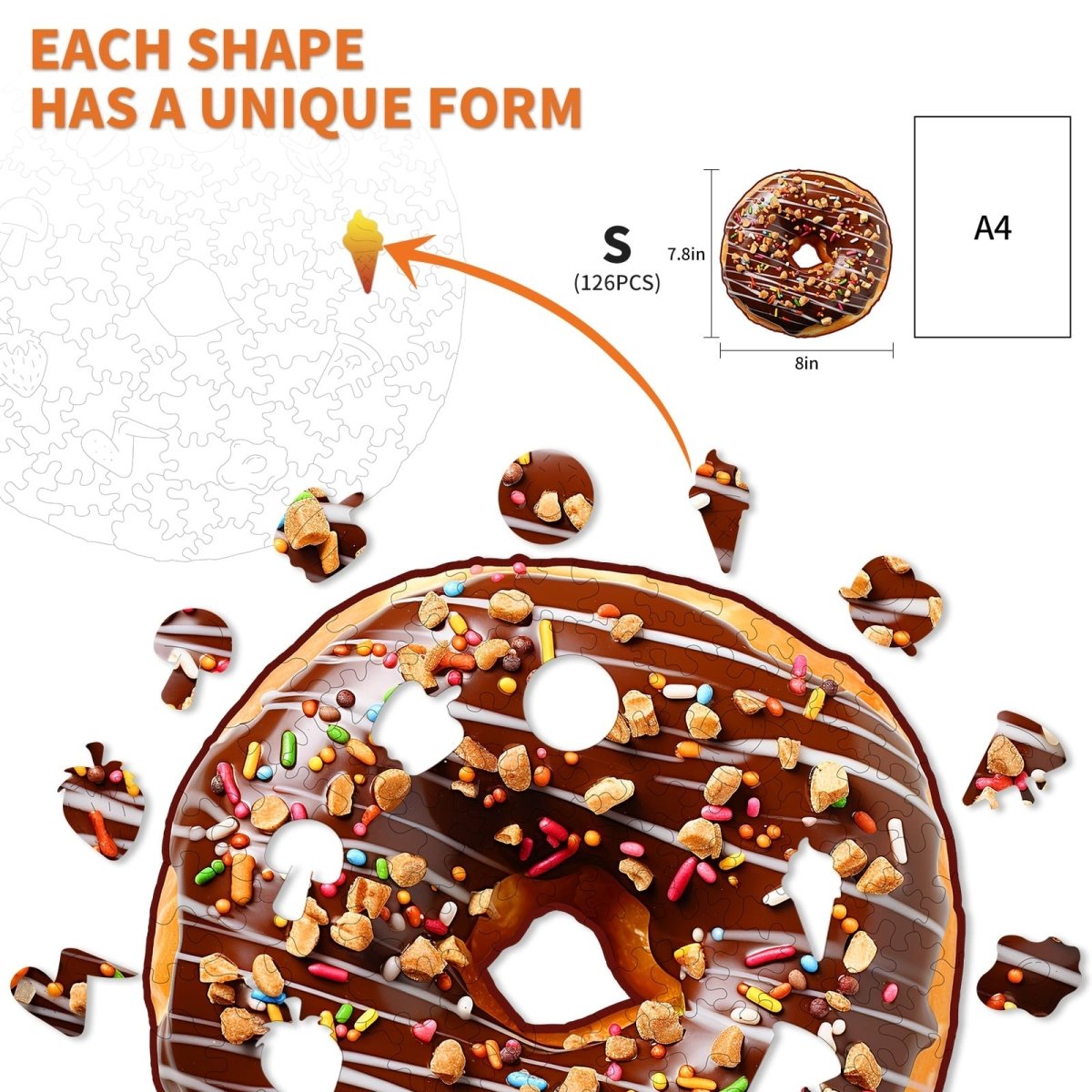 Chocolate Donut Wooden Jigsaw Puzzle - KAAYEE Puzzle