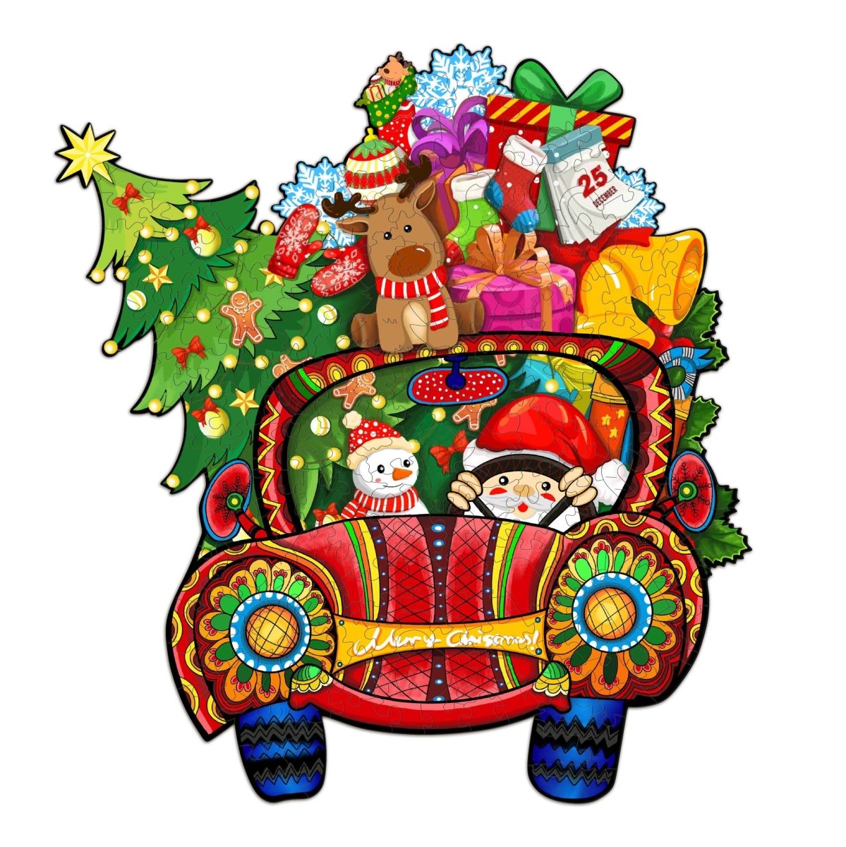 CHRISTMAS CAR Wooden Jigsaw Puzzle - KAAYEE Puzzle