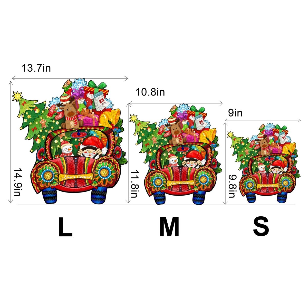 CHRISTMAS CAR Wooden Jigsaw Puzzle - KAAYEE Puzzle