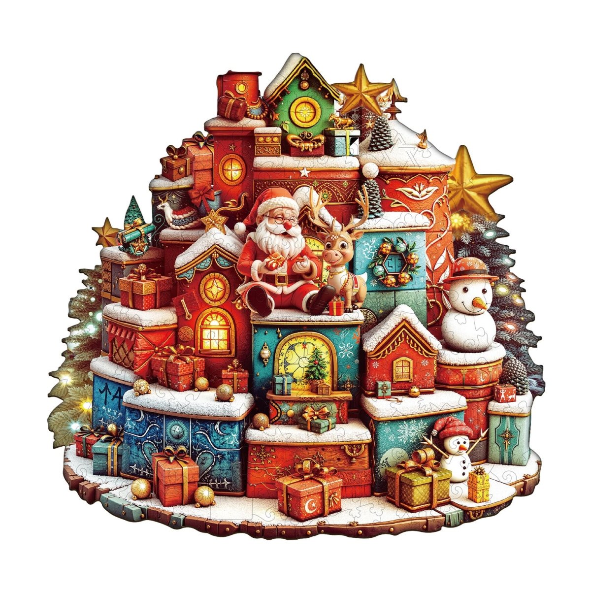 Christmas gift house Wooden Jigsaw Puzzle - KAAYEE Puzzle