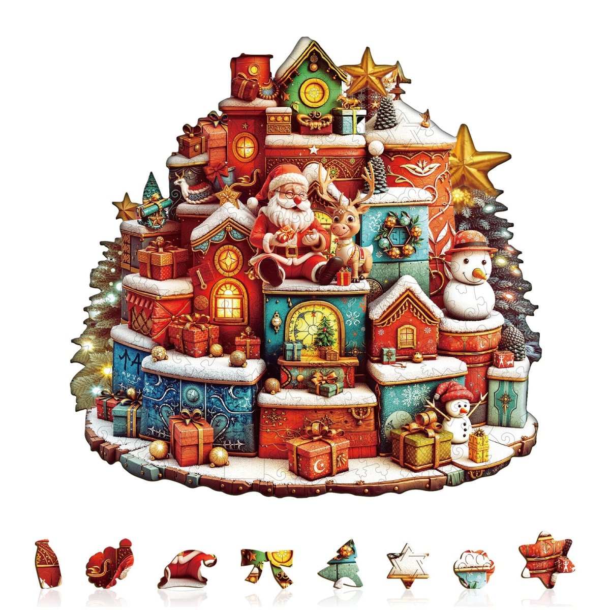 Christmas gift house Wooden Jigsaw Puzzle - KAAYEE Puzzle