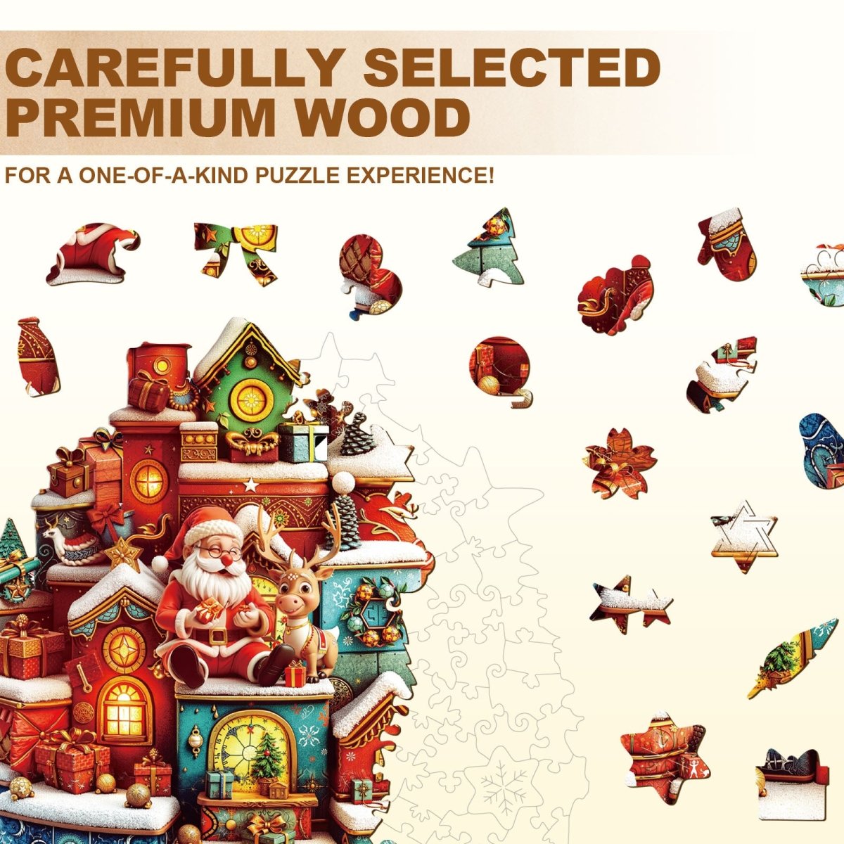 Christmas gift house Wooden Jigsaw Puzzle - KAAYEE Puzzle