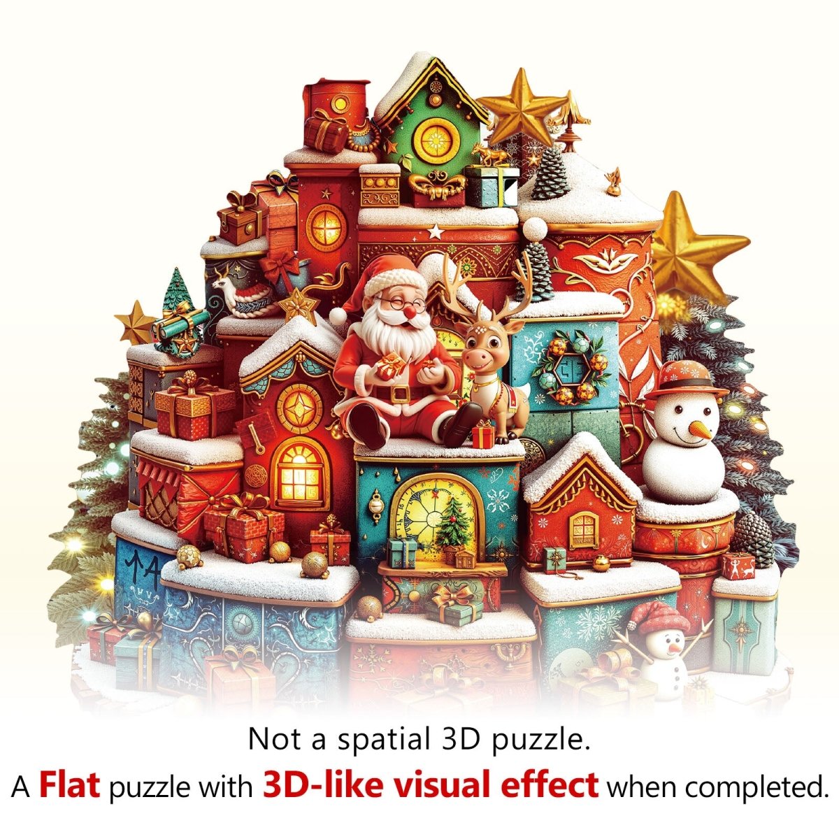 Christmas gift house Wooden Jigsaw Puzzle - KAAYEE Puzzle